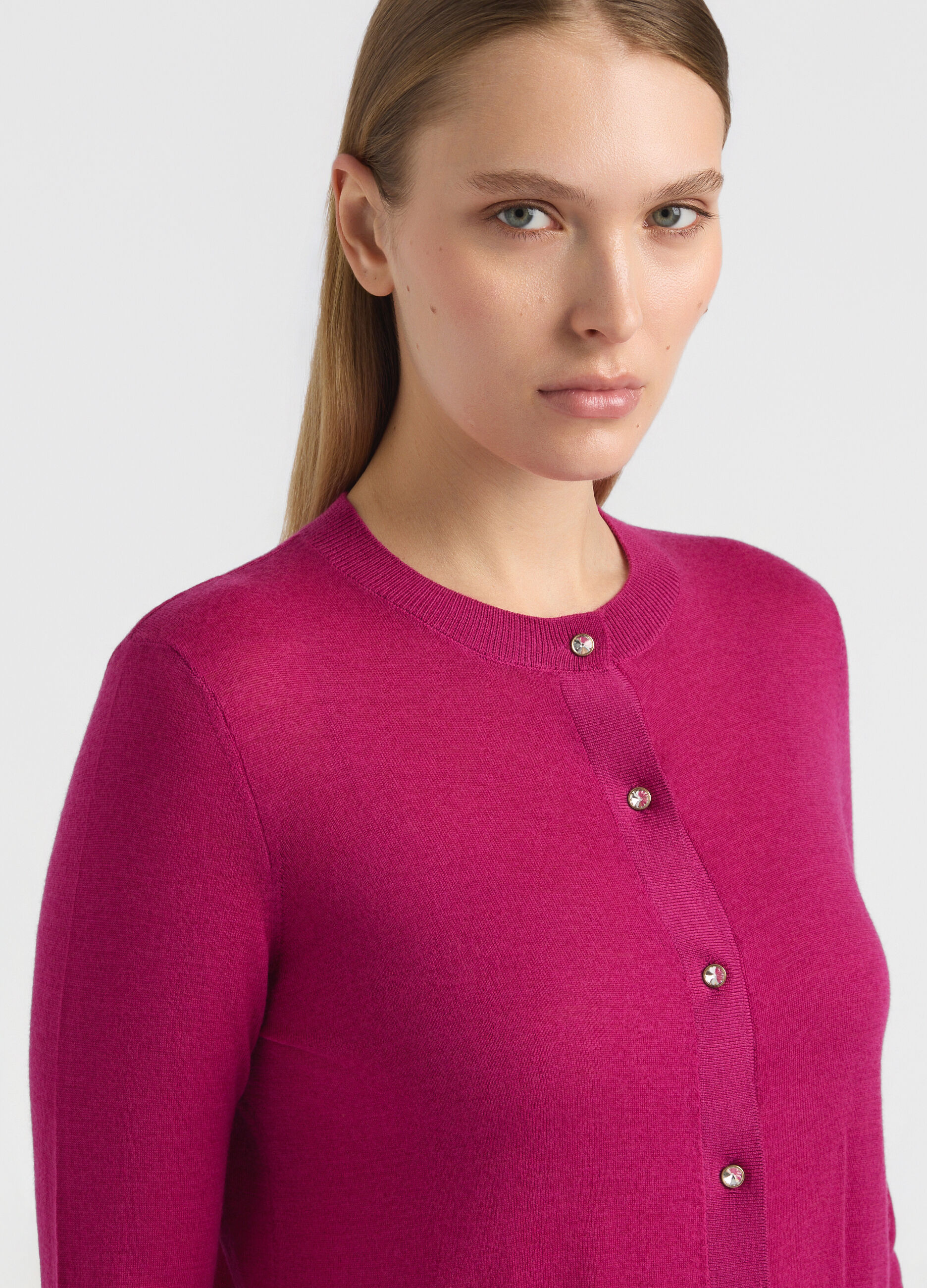 Cardigan girocollo rasato donna_3
