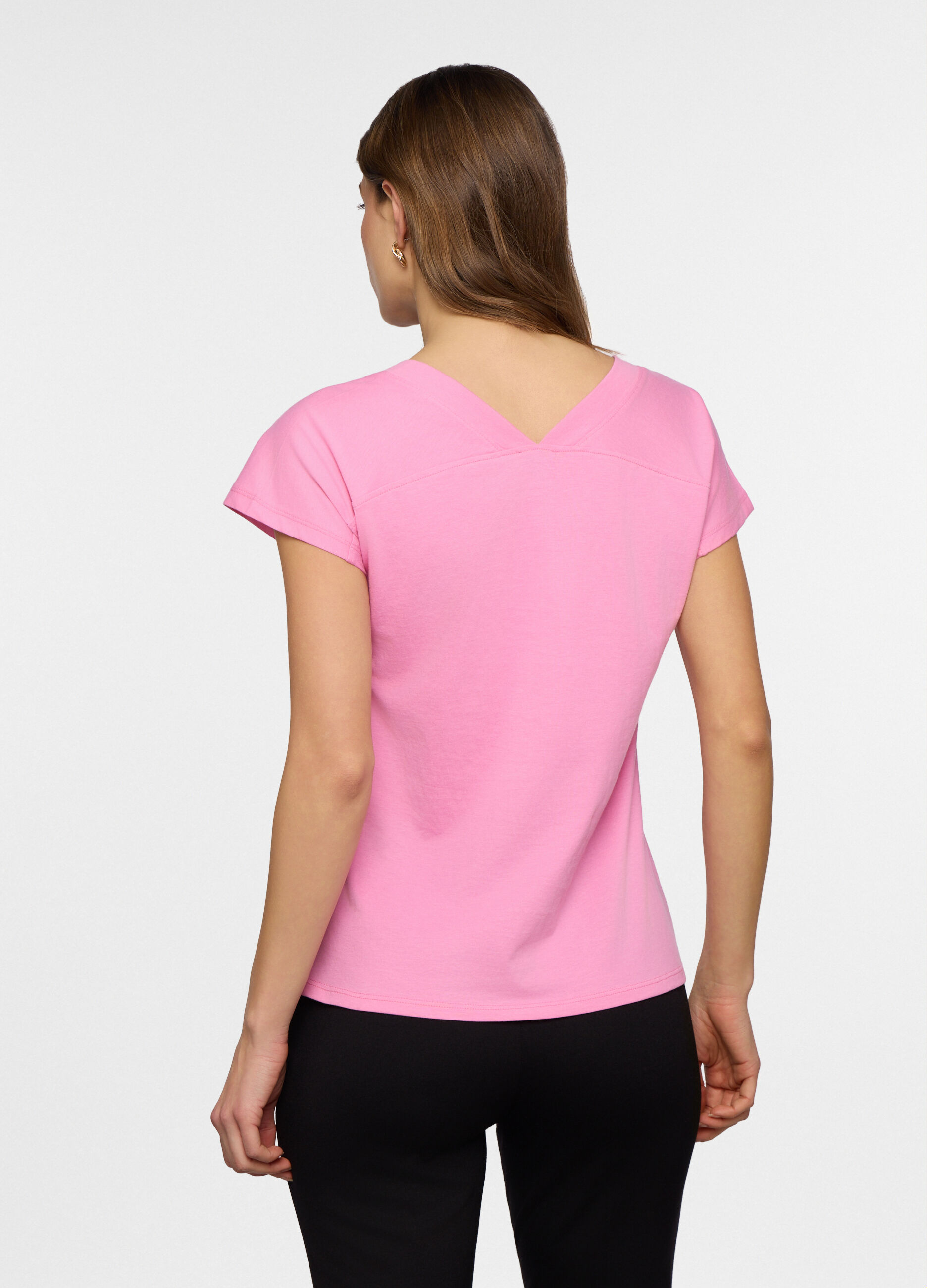 T-shirt con scollo a V donna_1