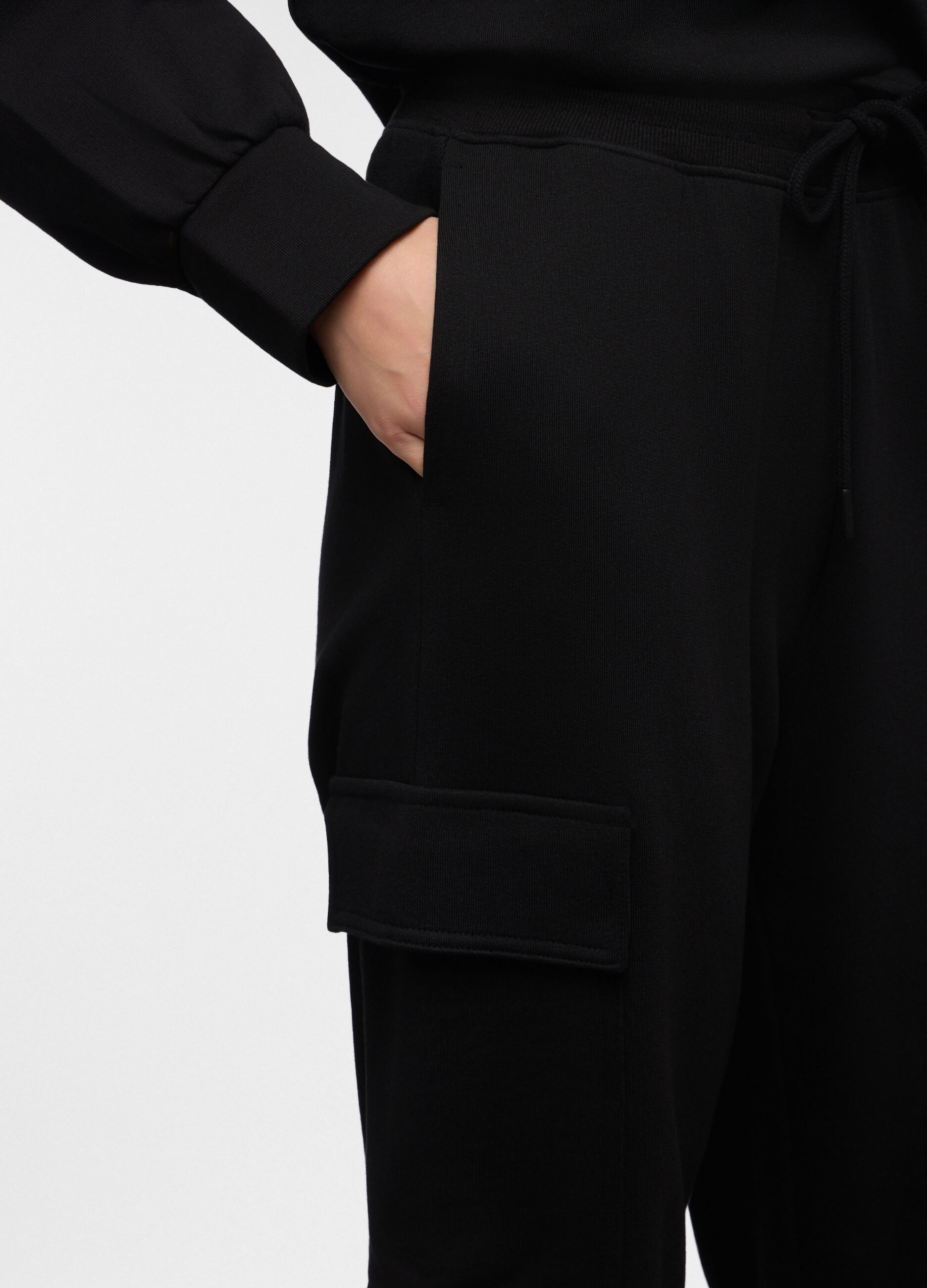 Jogger cargo regular fit in french terry di puro cotone donna_2