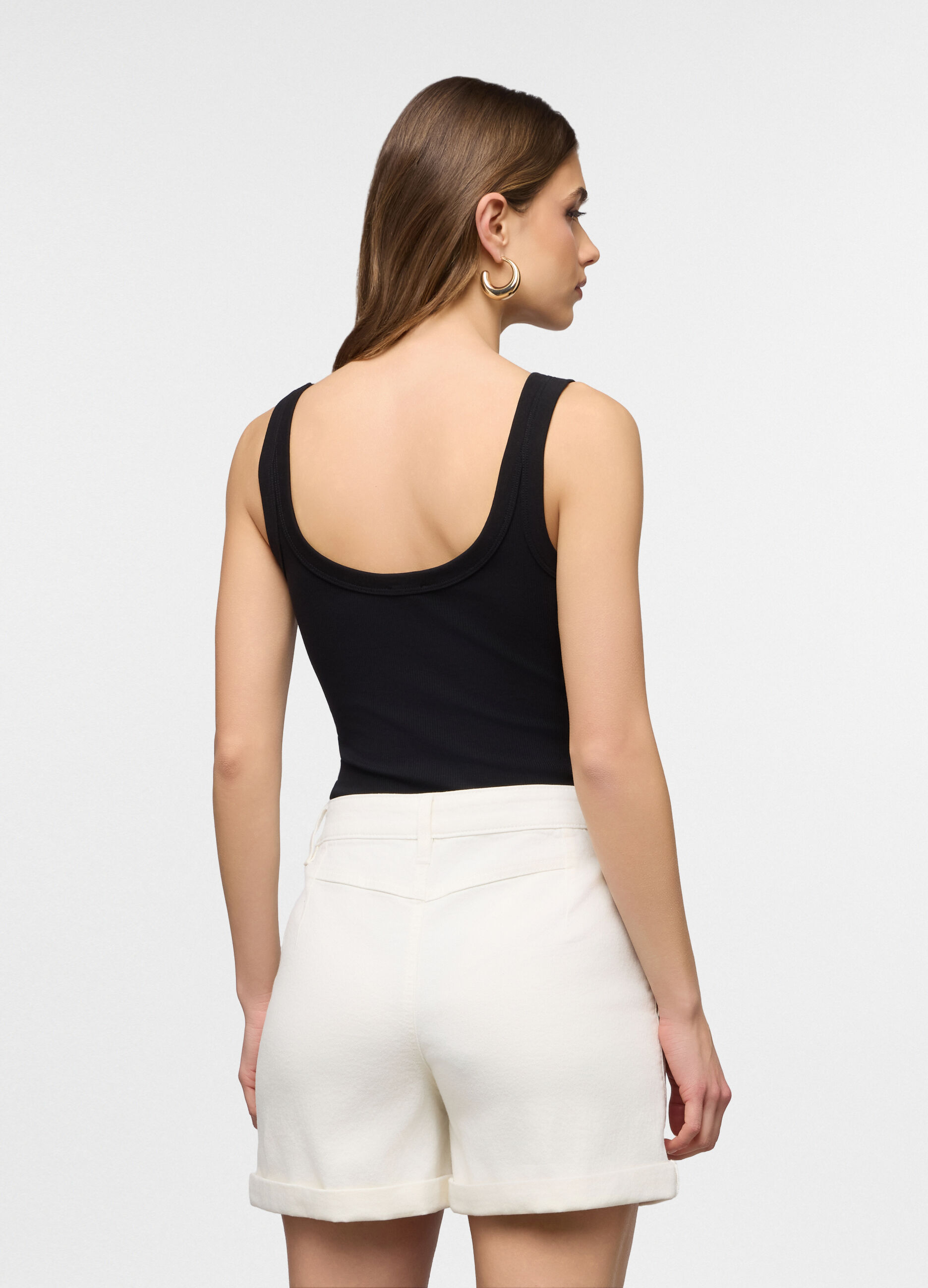 Canotta fitted in costina stretch donna_1