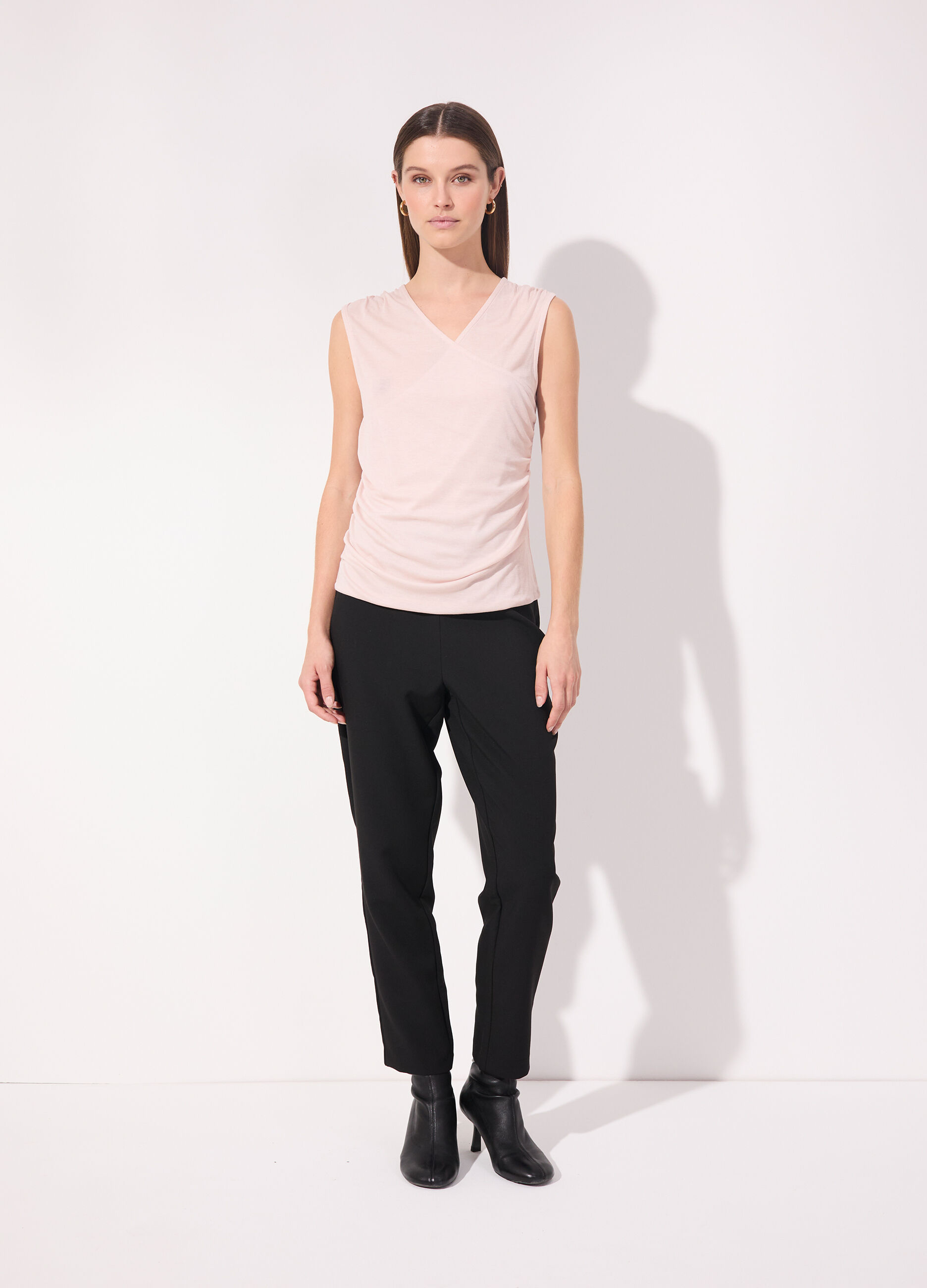 Top smanicato in lyocell misto lana donna_0
