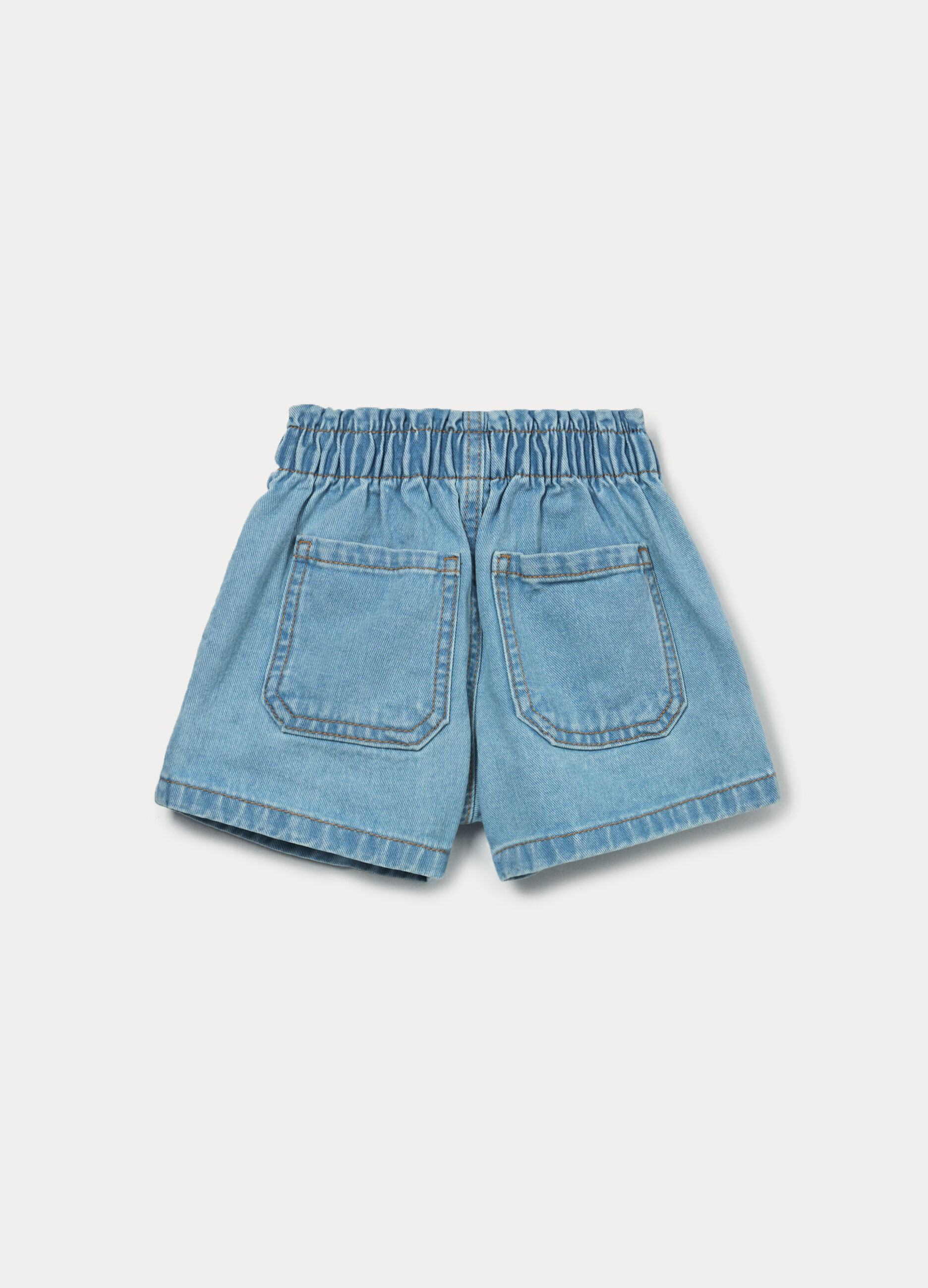 Shorts Stitch in denim di puro cotone bambina_1