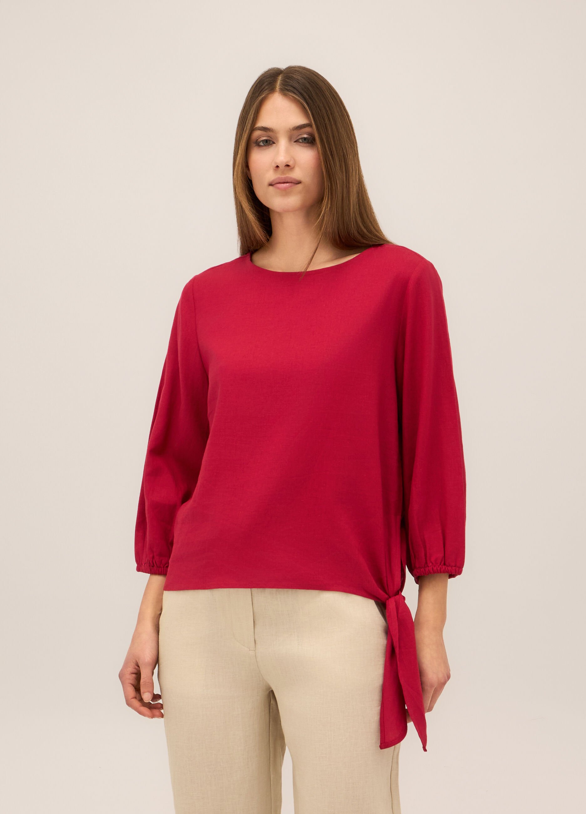 Blusa in misto lino donna_0