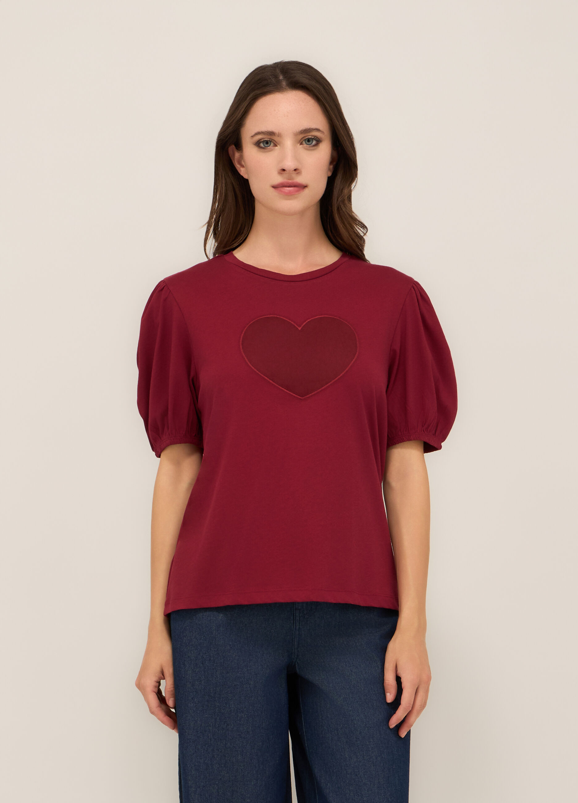T-shirt in jersey di puro cotone donna_0