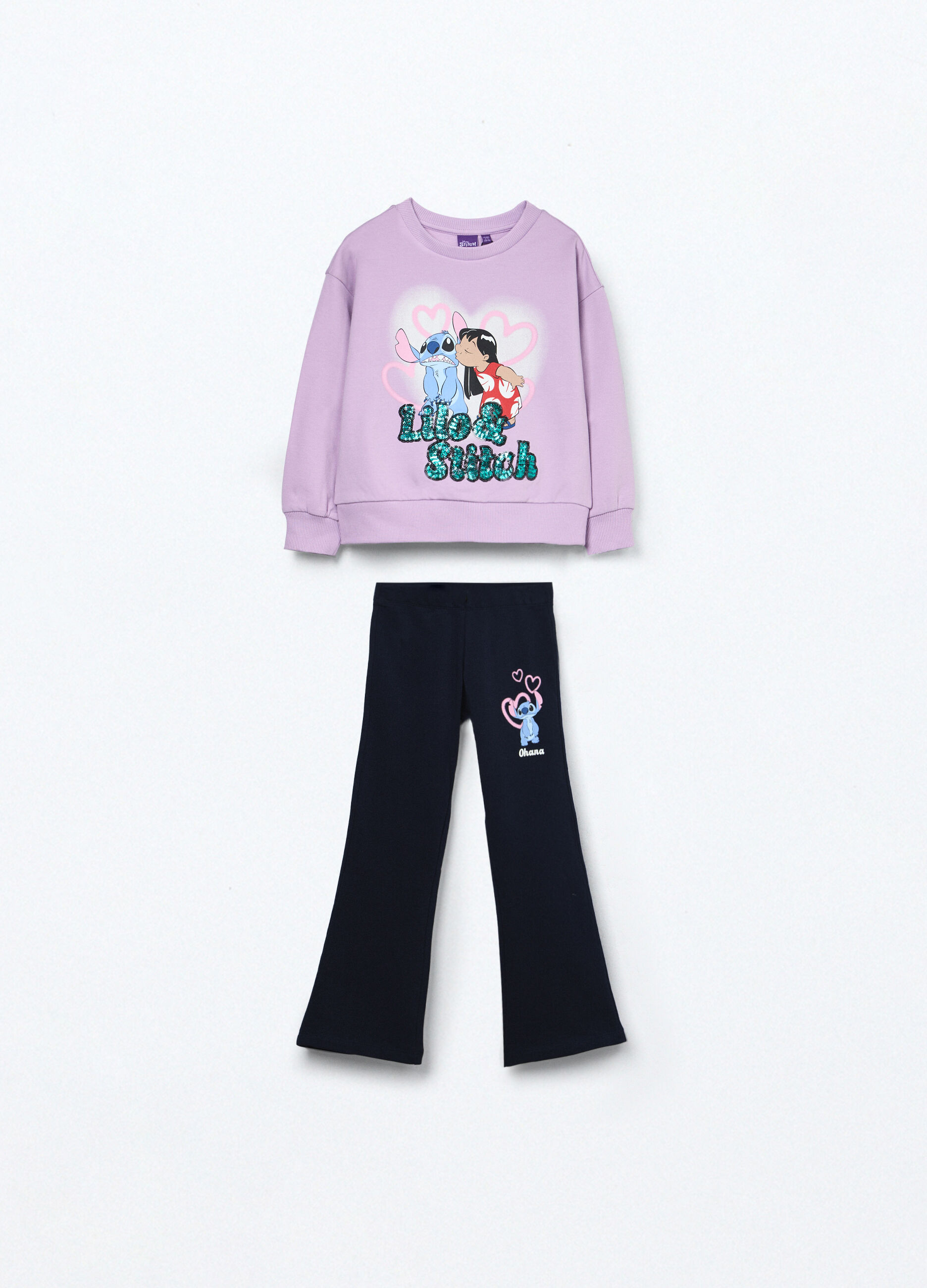 Jogging set in french terry di cotone stretch bambina_0