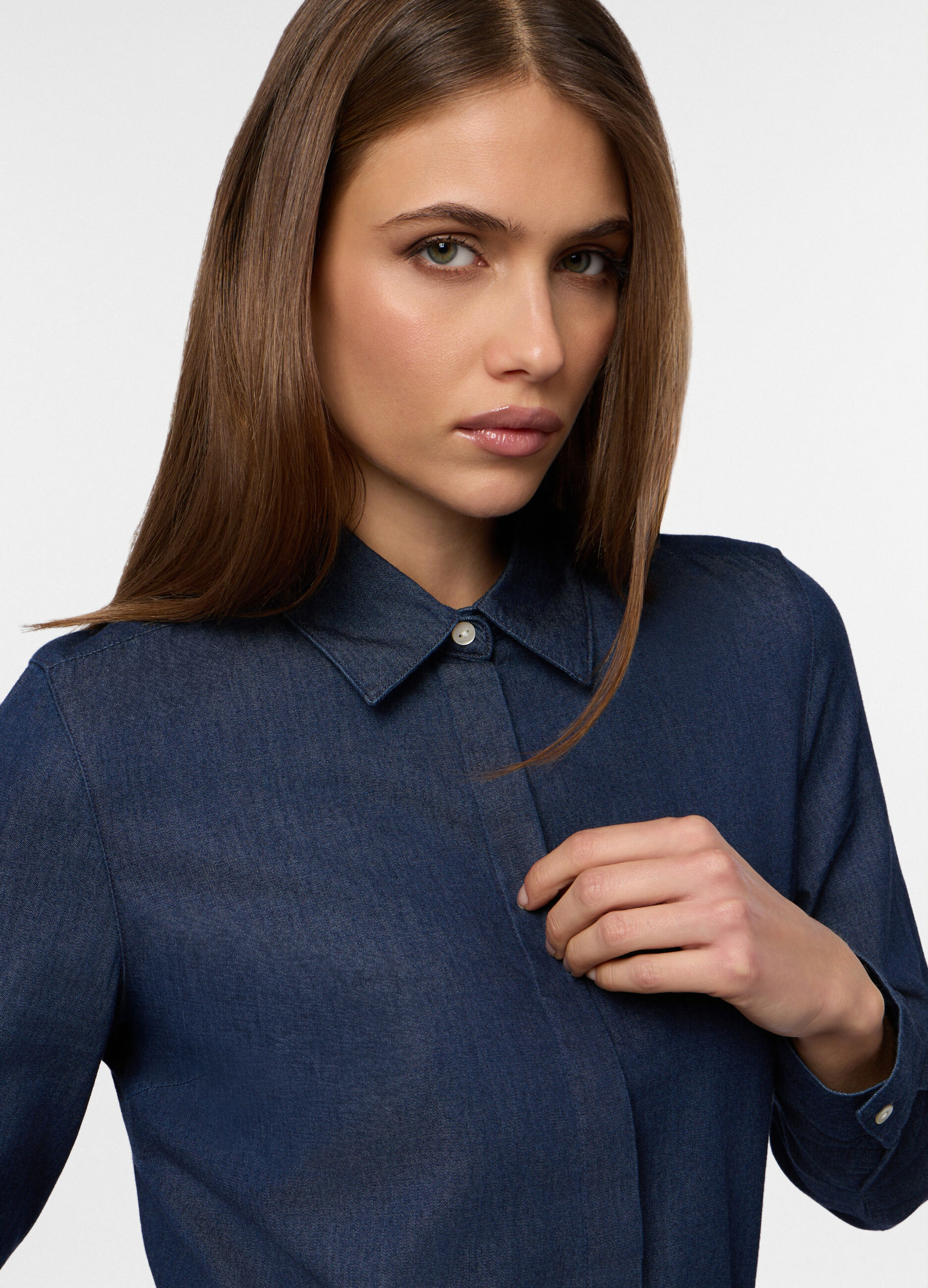 Camicia in denim di puro cotone donna_2
