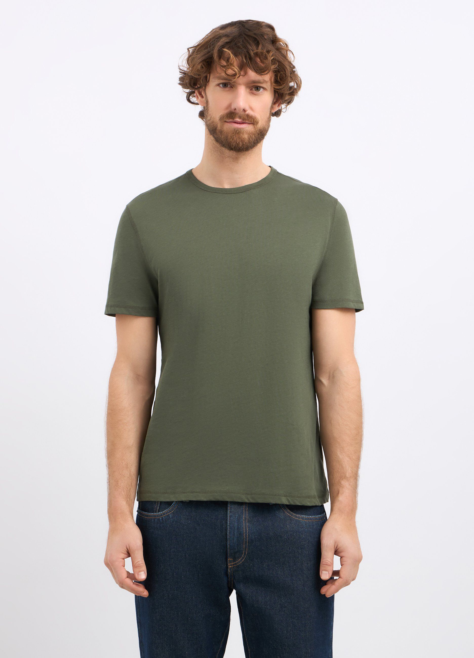 T-shirt a girocollo in puro cotone uomo_0