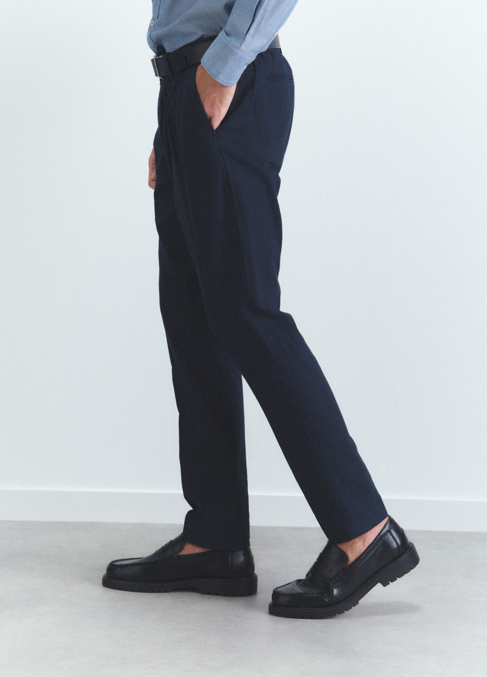 Pantalone chino in lino e cotone uomo_3