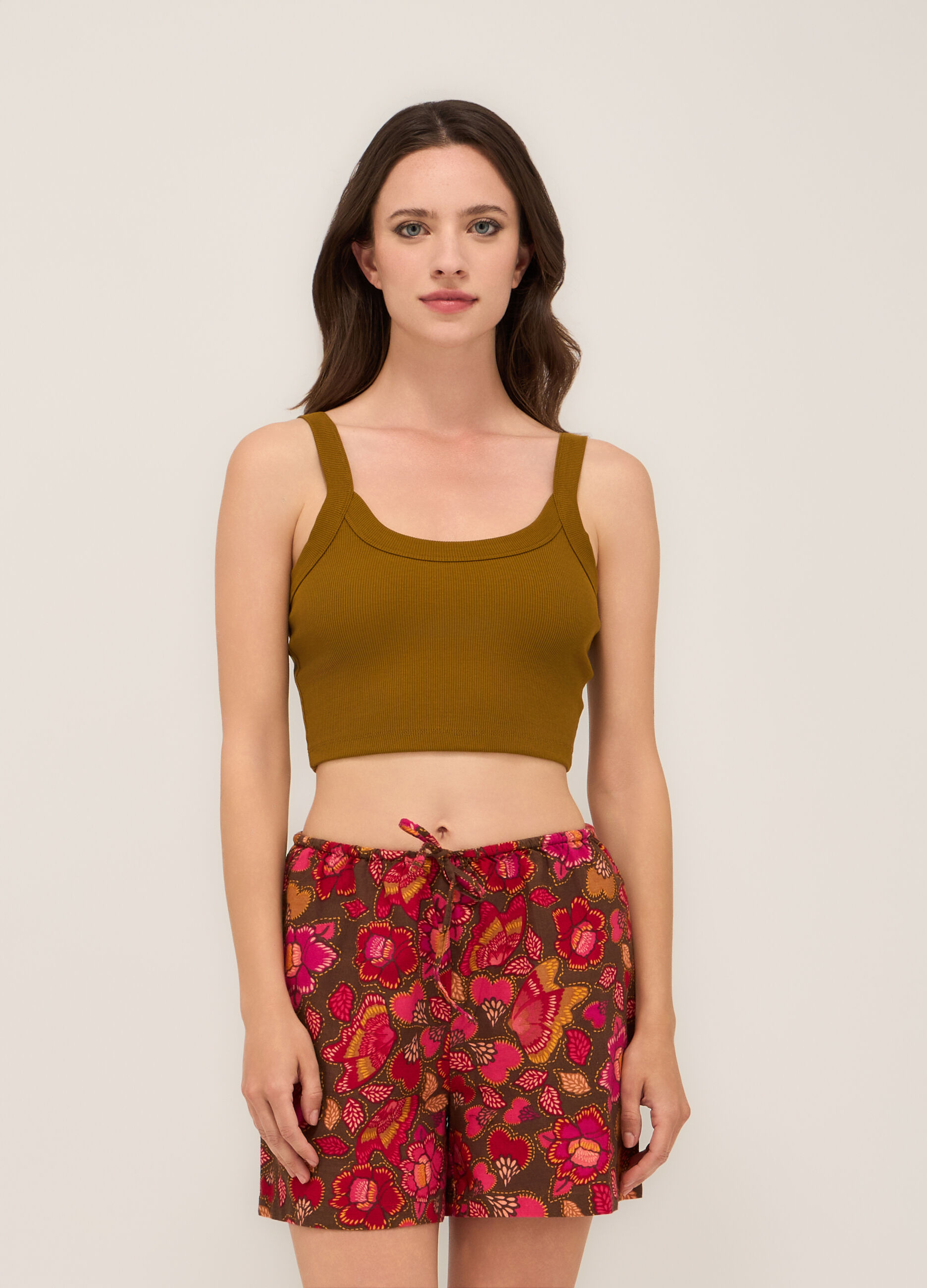 Top in costina di cotone stretch donna_0