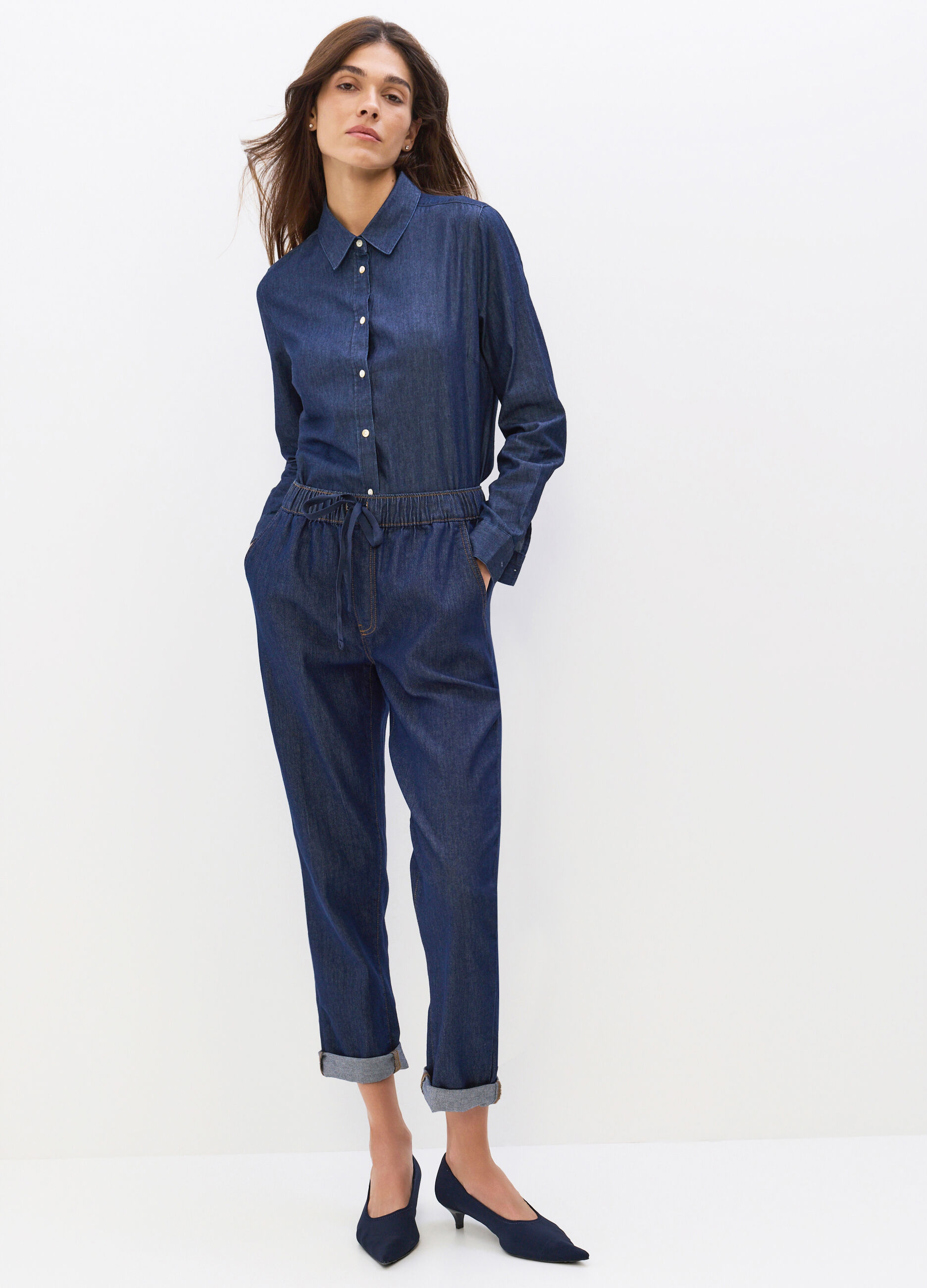 Jogger Fit Regular in denim stretch misto cotone donna_4
