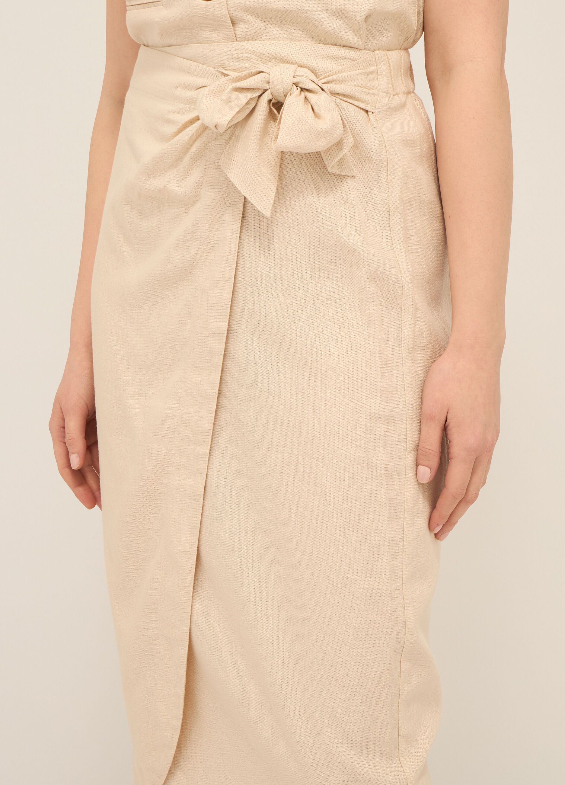 Gonna a portafoglio misto lino donna_2