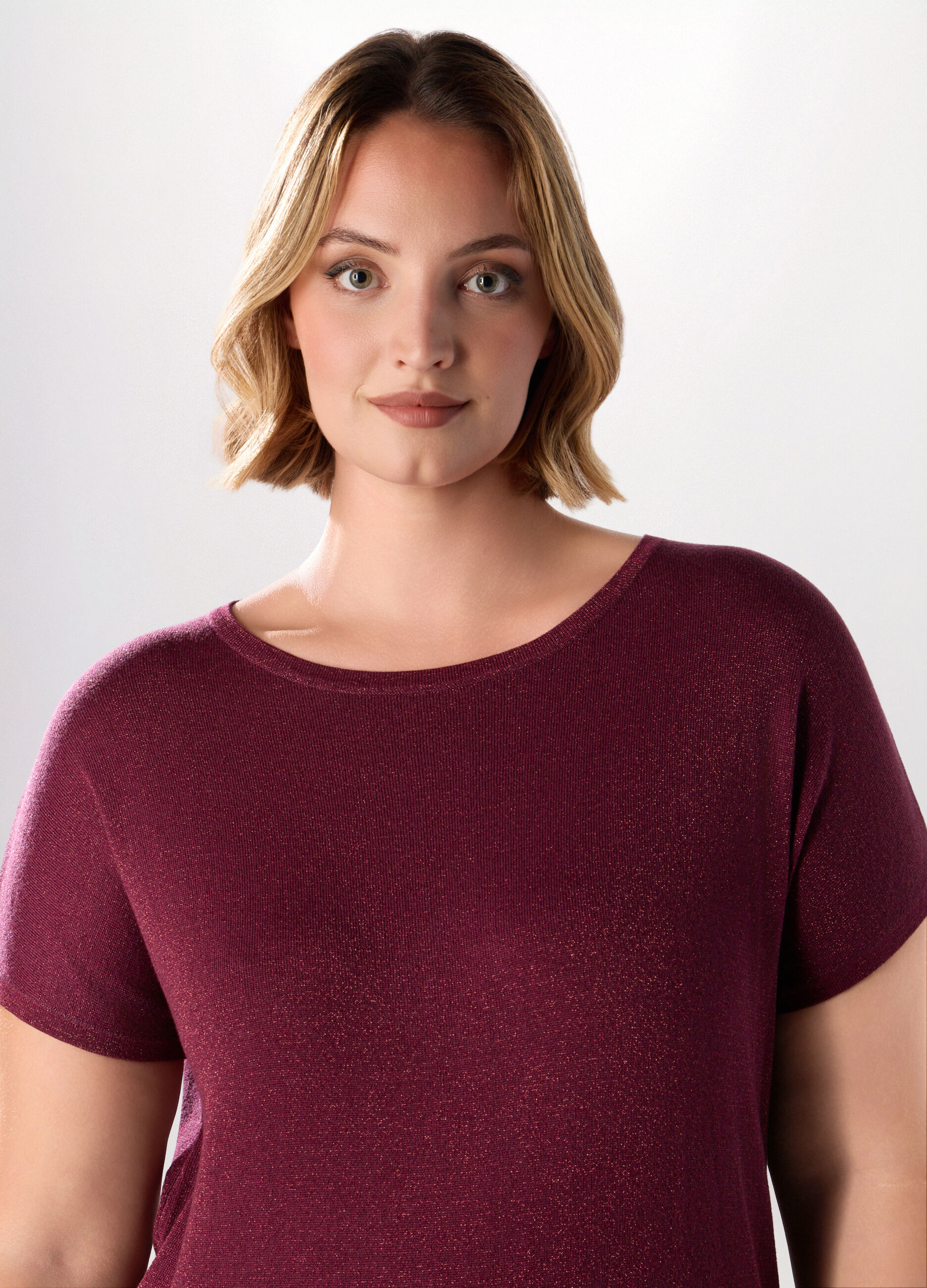 Maglia a manica corta in filo lurex donna curvy_2
