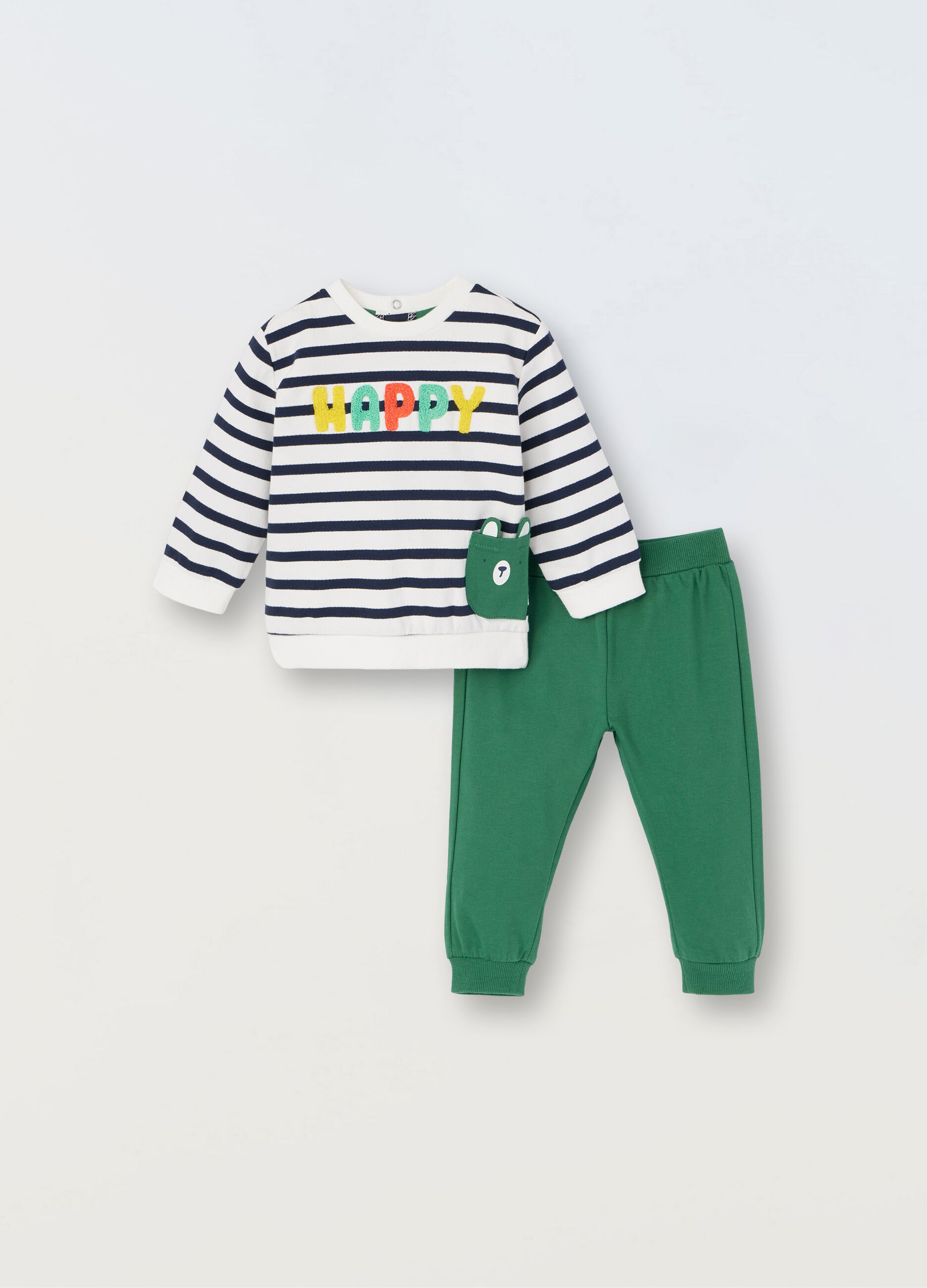 Jogging set in french terry di puro cotone neonato_0