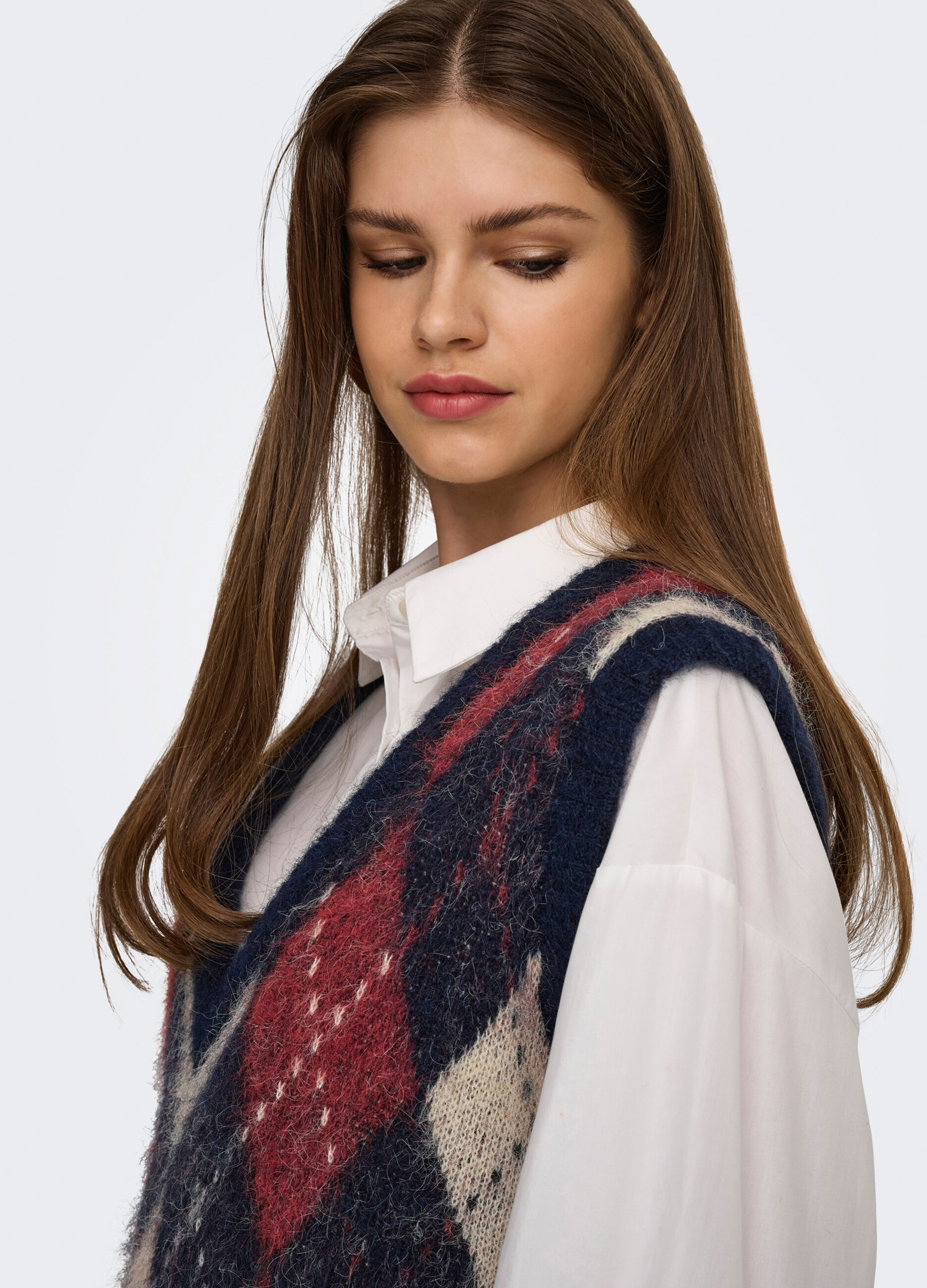 Gilet jacquard a quadri donna_4