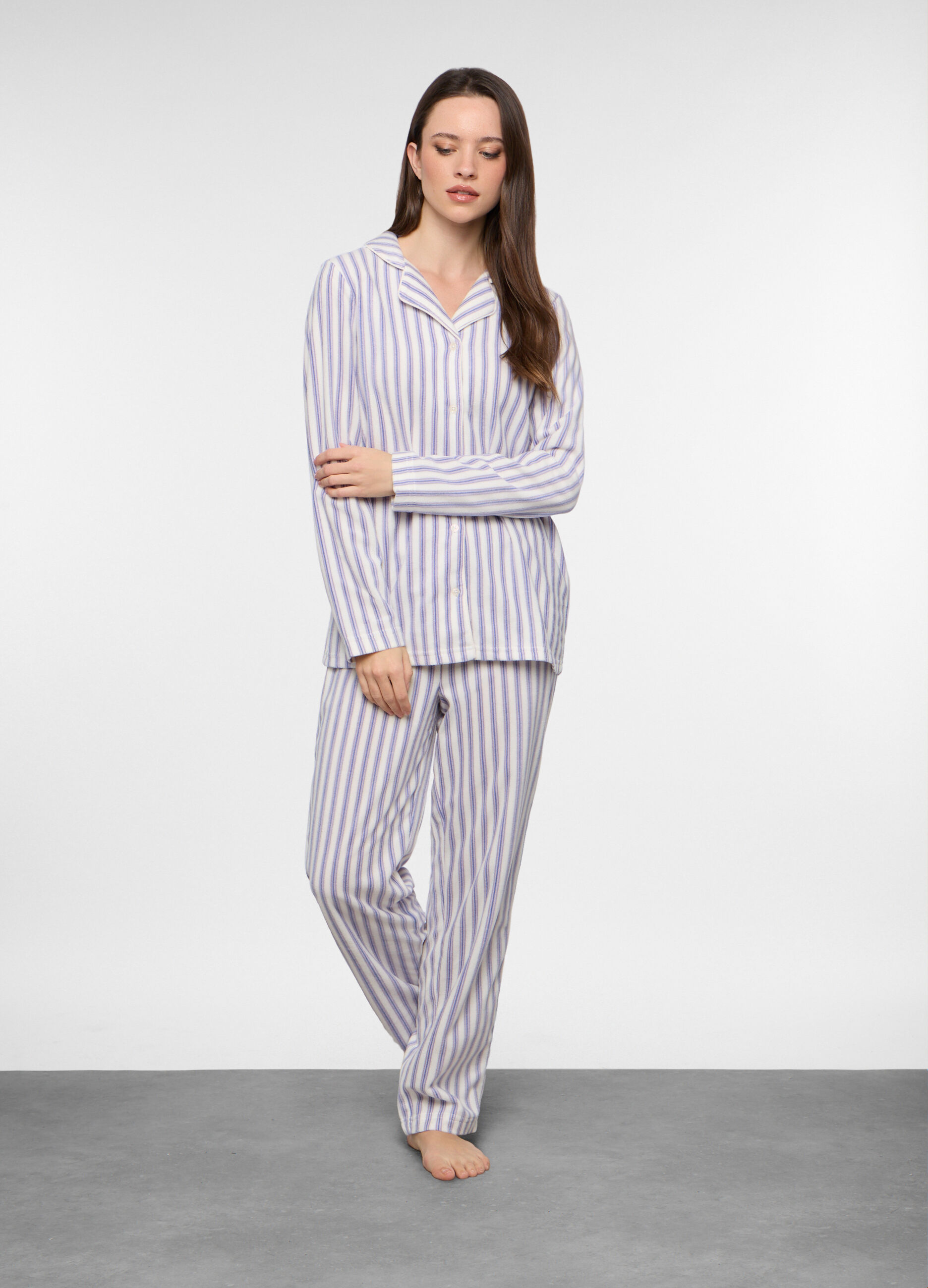 Set pigiama lungo in pile donna_0