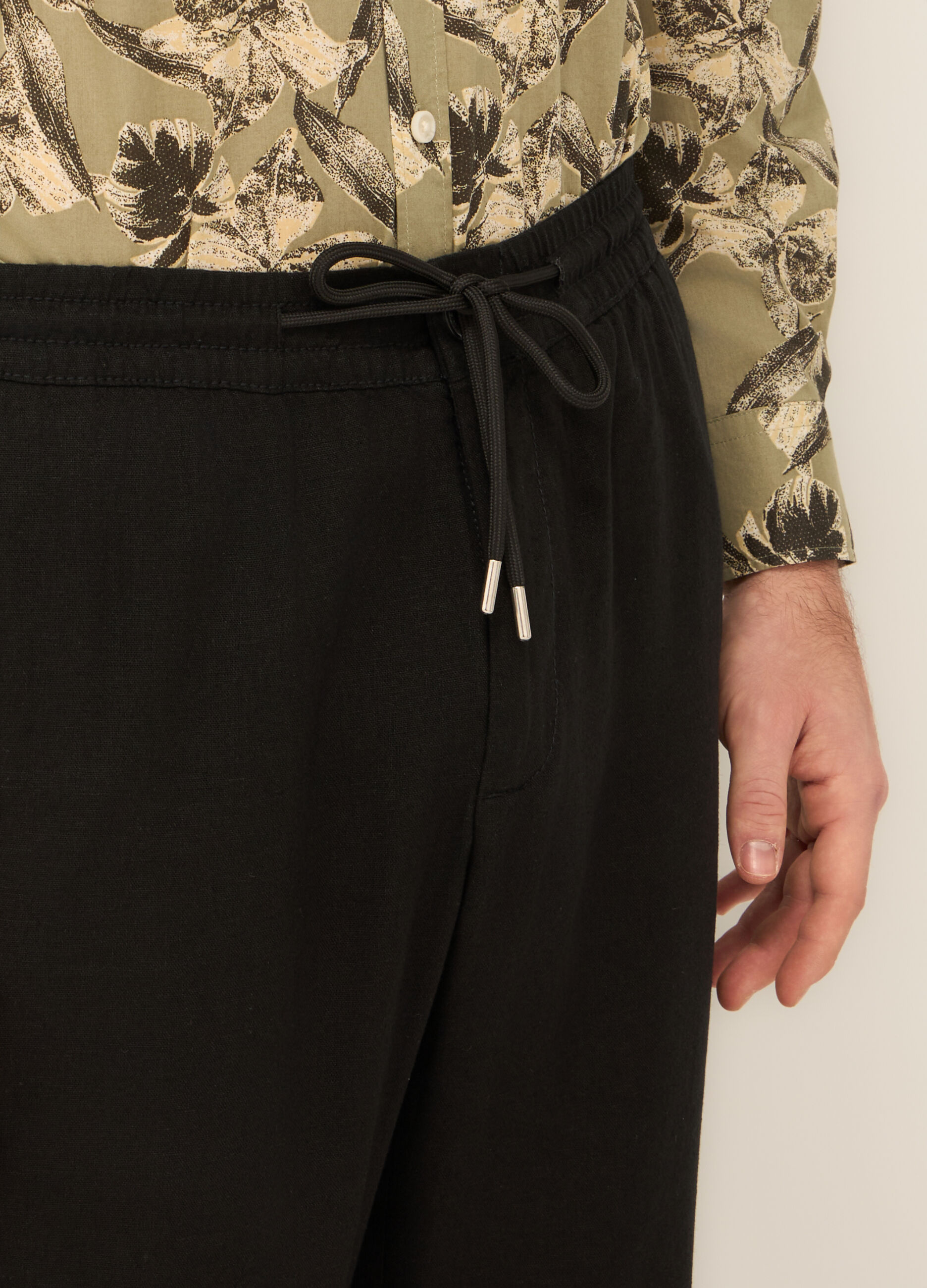Pantaloni chino in misto lino uomo_2