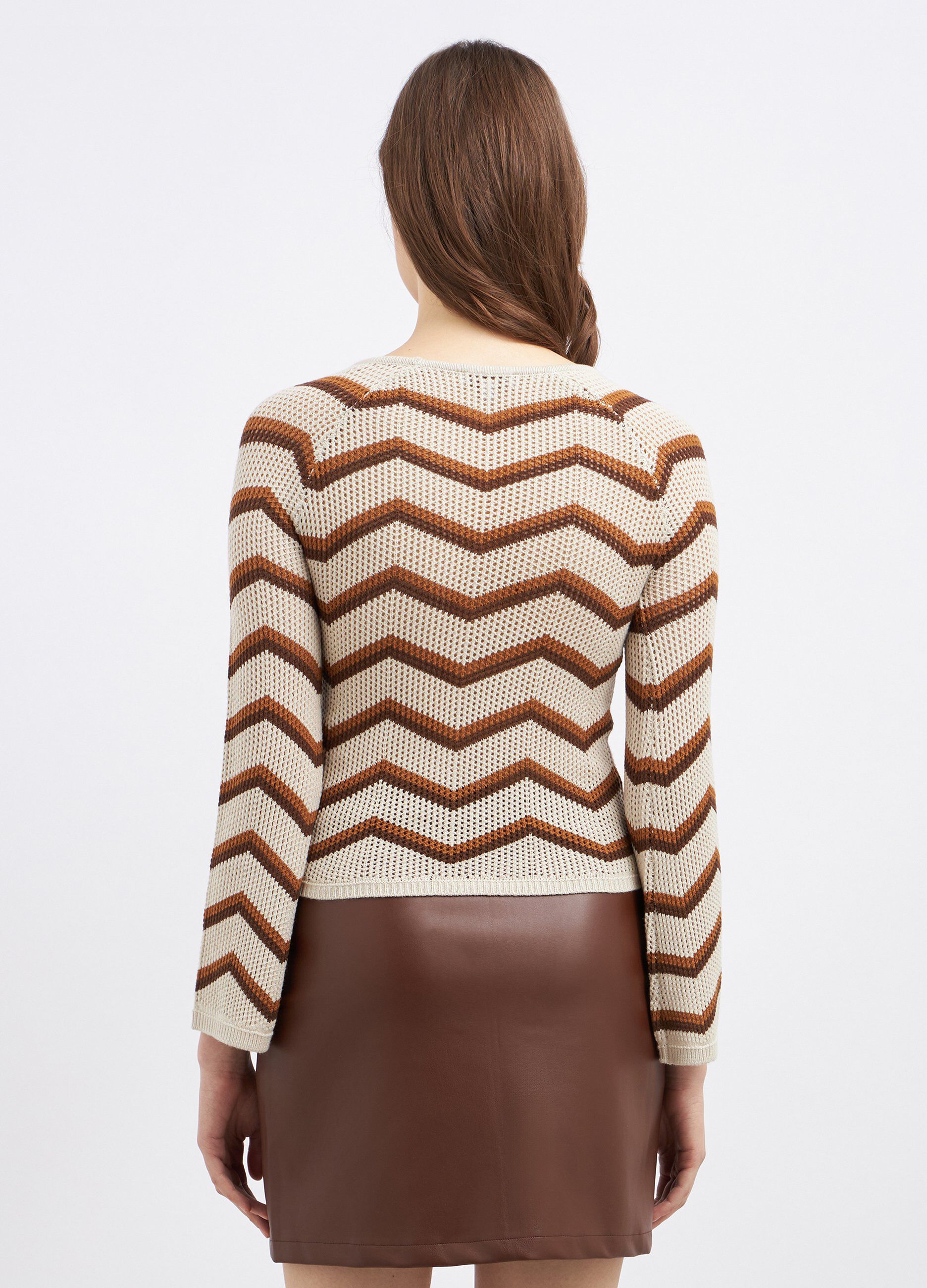 Pullover in misto viscosa con lavorazione traforata donna_1