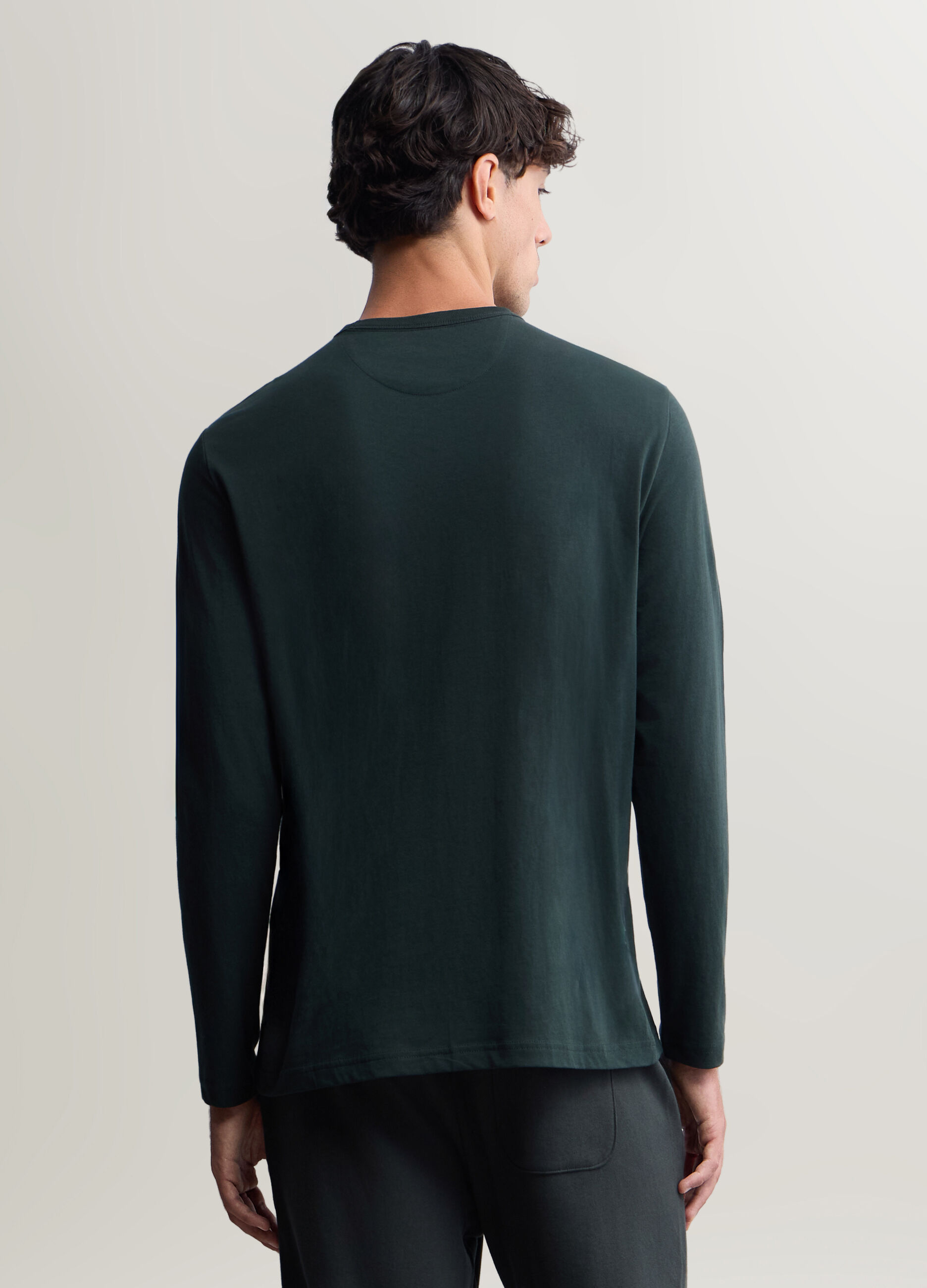 Maglia girocollo a maniche lunghe in cotone uomo_1