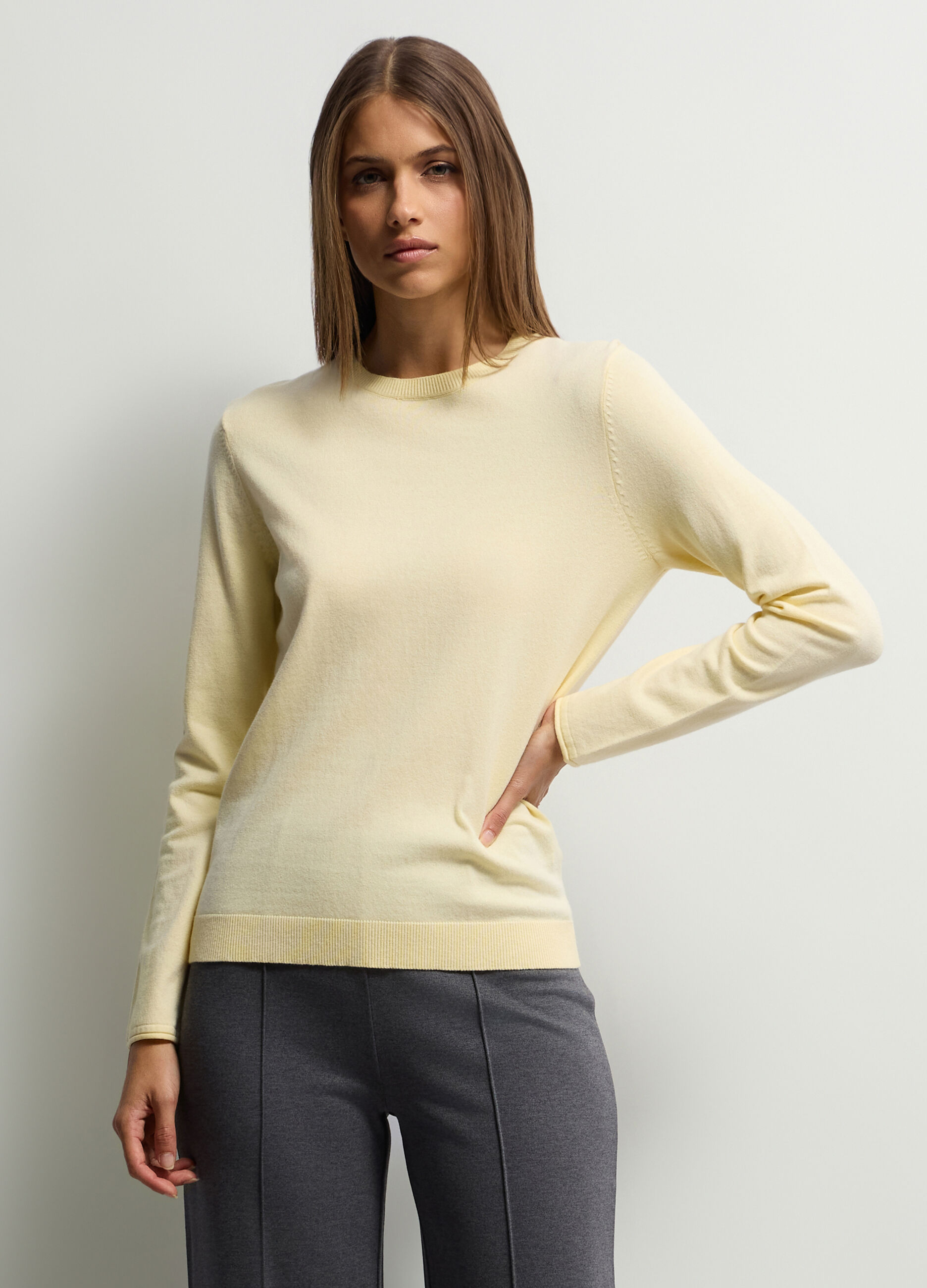 Pullover girocollo rasato donna_0
