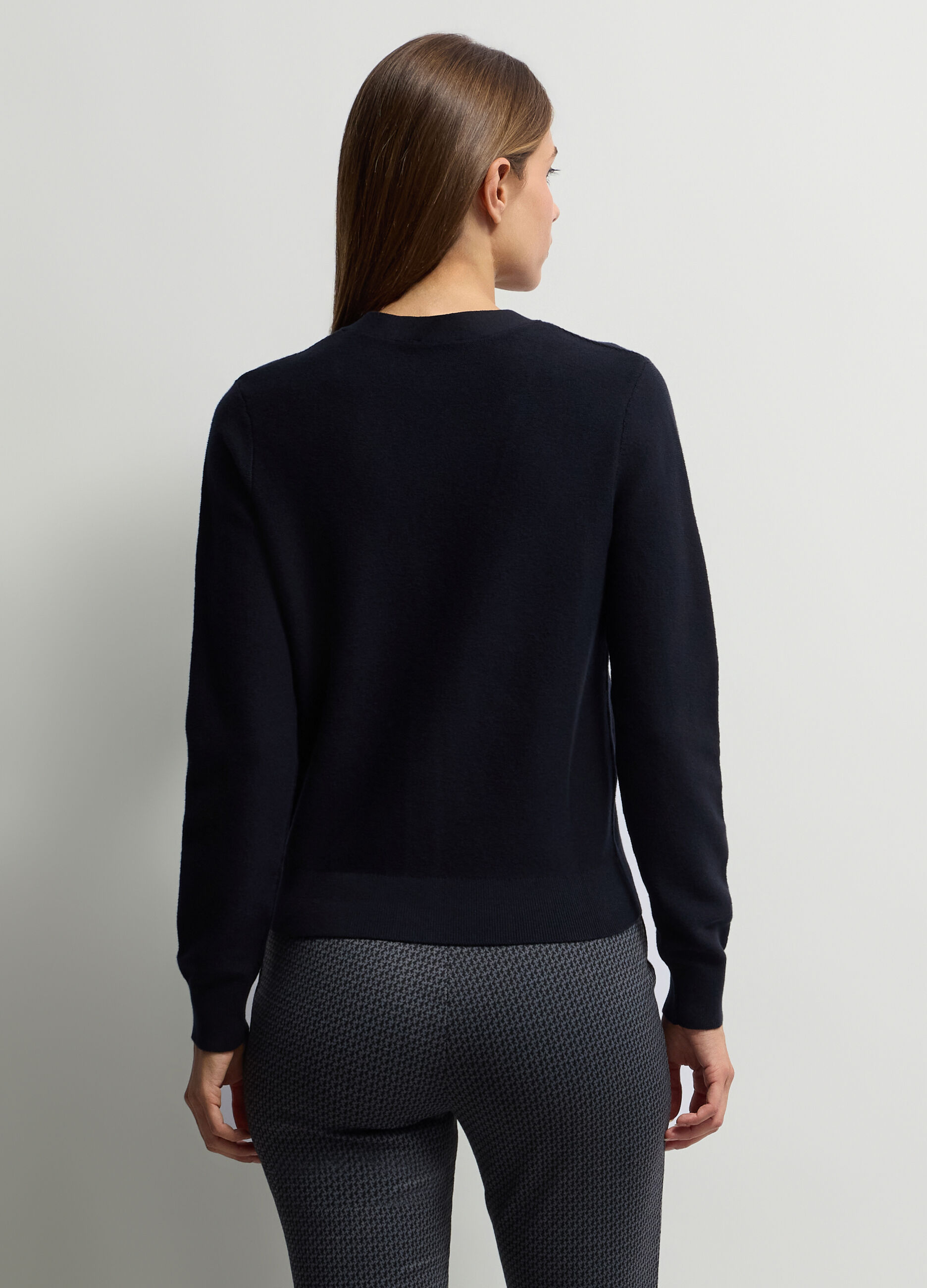 Cardigan con scollo a V rasato donna_1