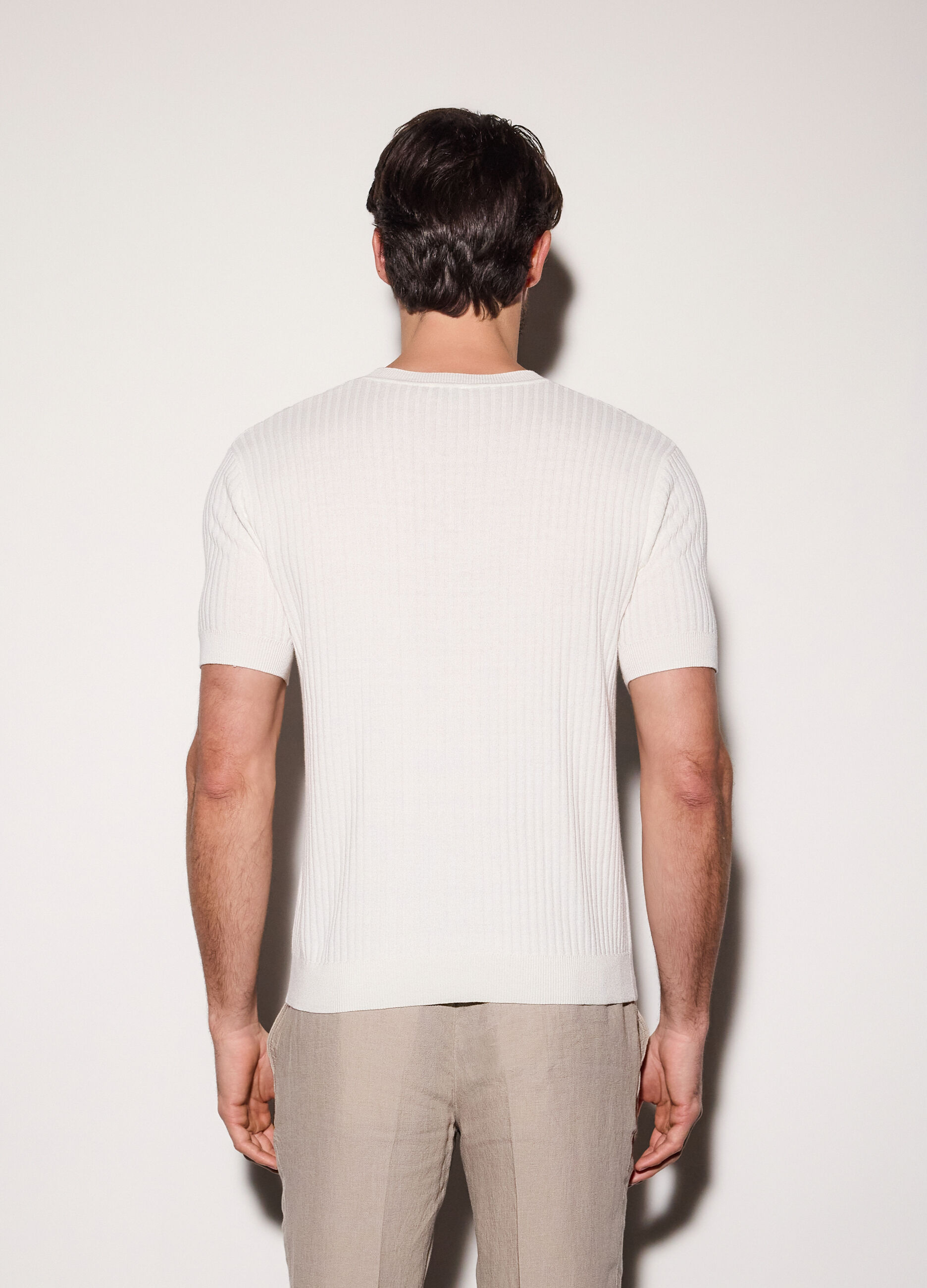 Maglietta a maniche corte in cotone a coste uomo_1