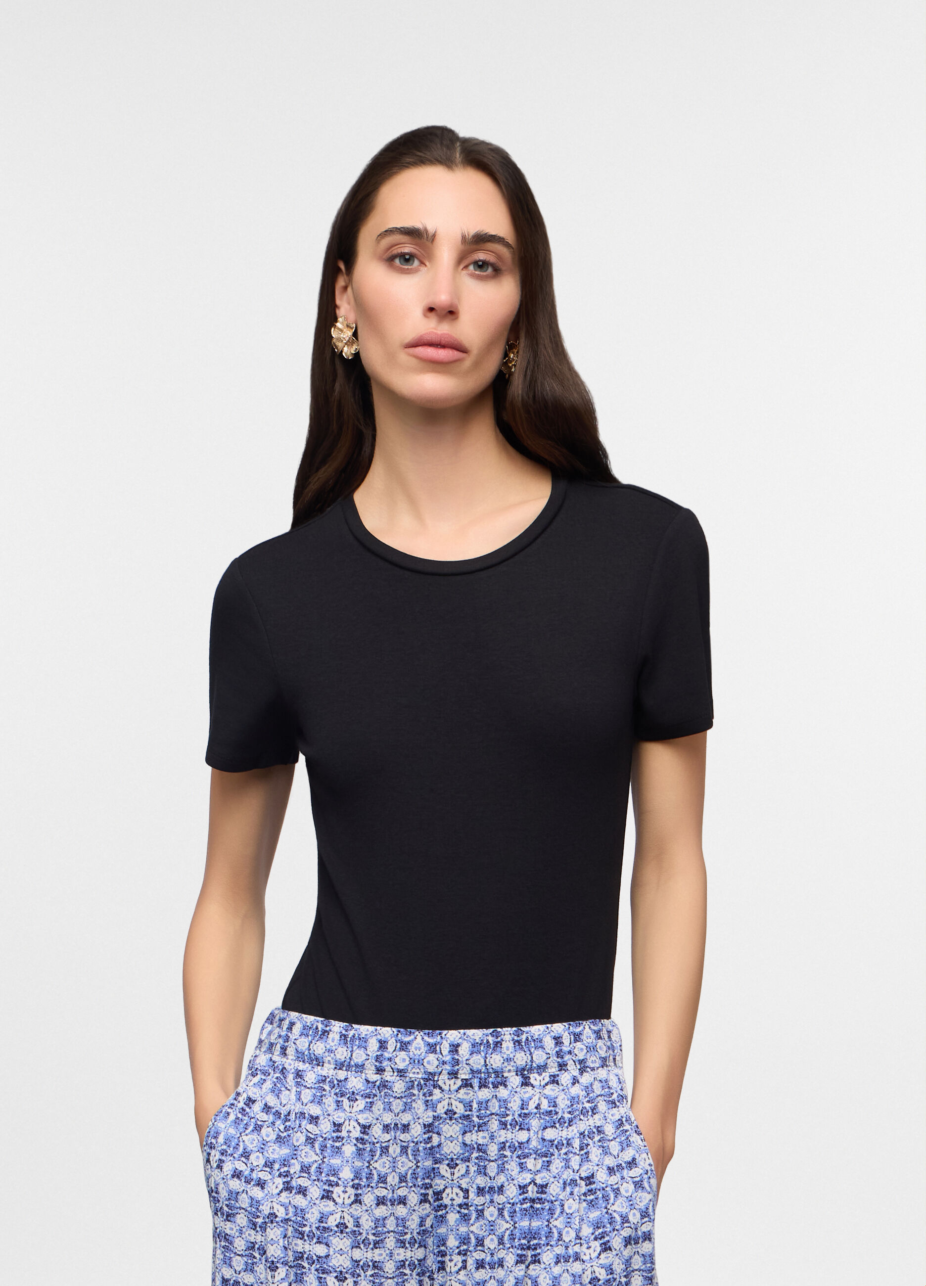 Body girocollo in costina stretch donna_0