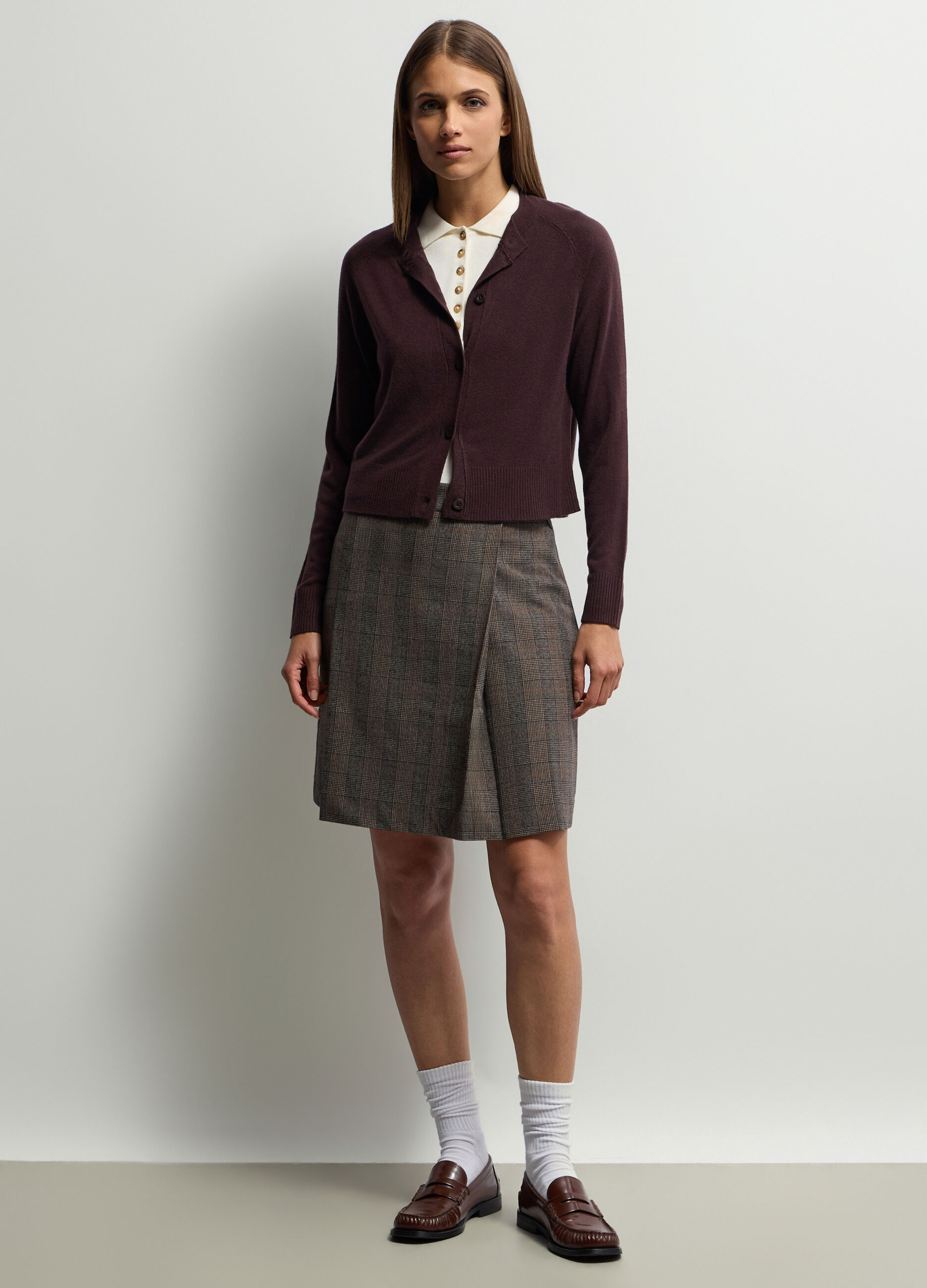 Gonna corta jacquard stretch donna_0