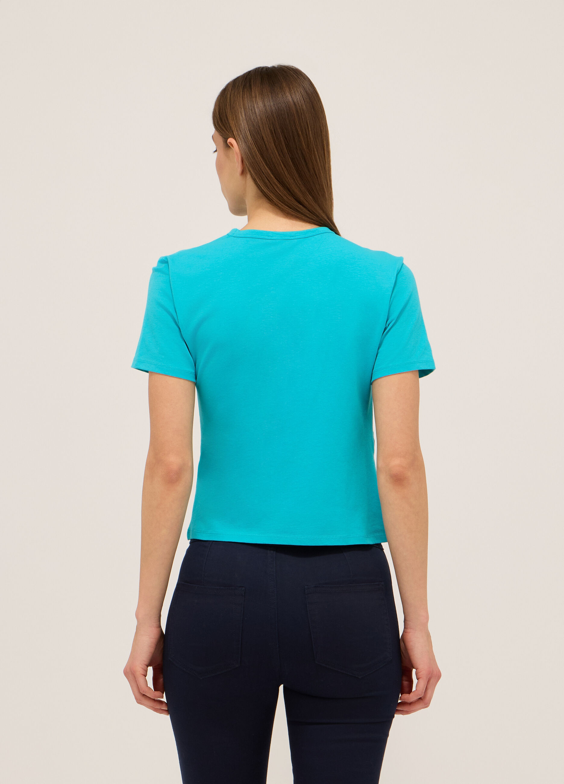T-shirt in jersey di cotone stretch donna_1