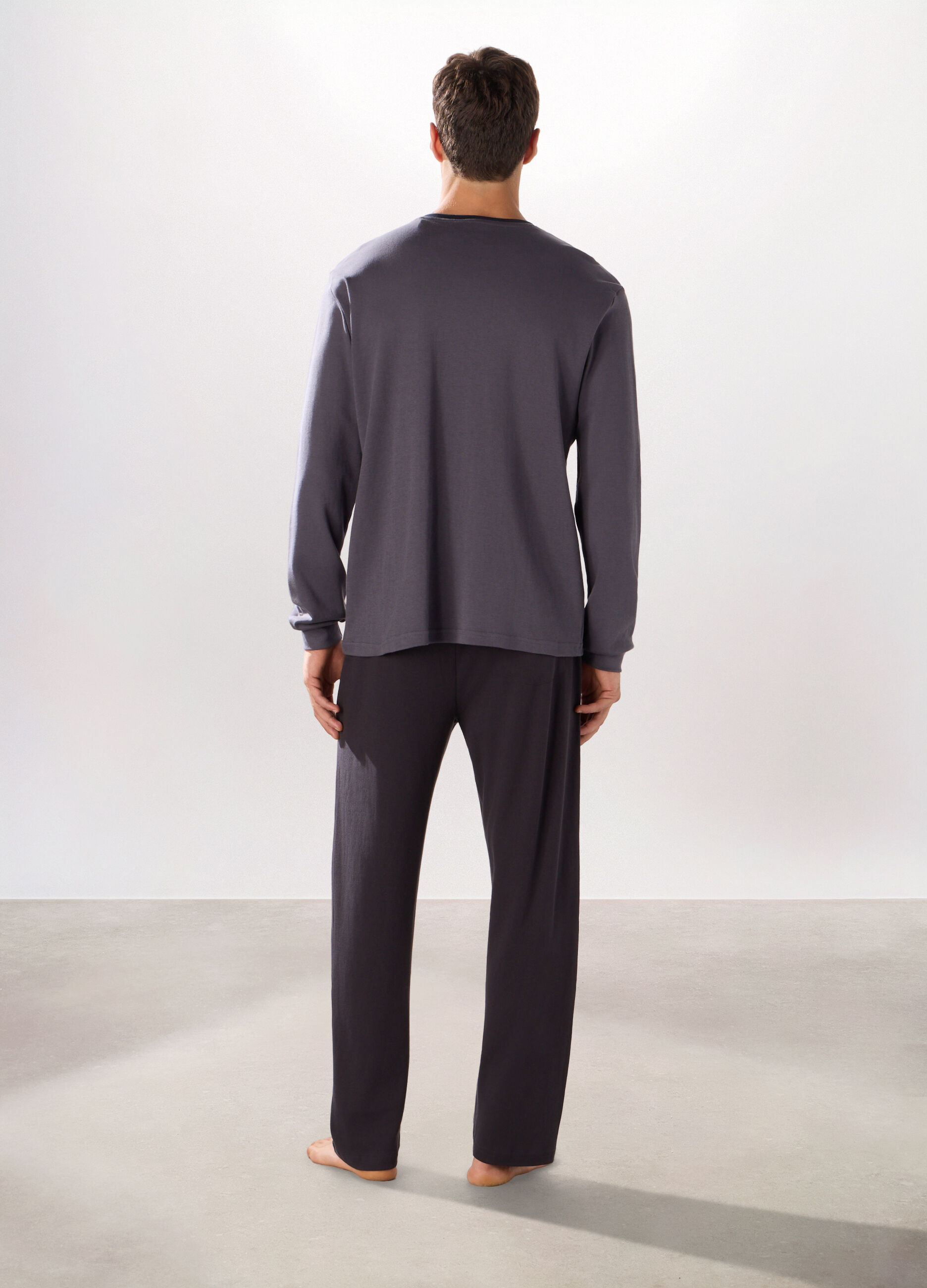 Pigiama lungo in puro cotone interlock uomo_1
