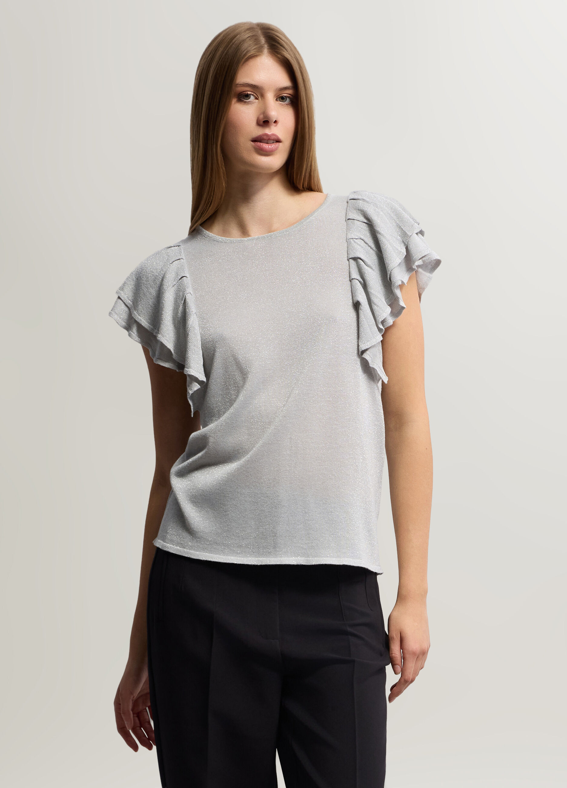 Maglia girocollo rasata donna_0