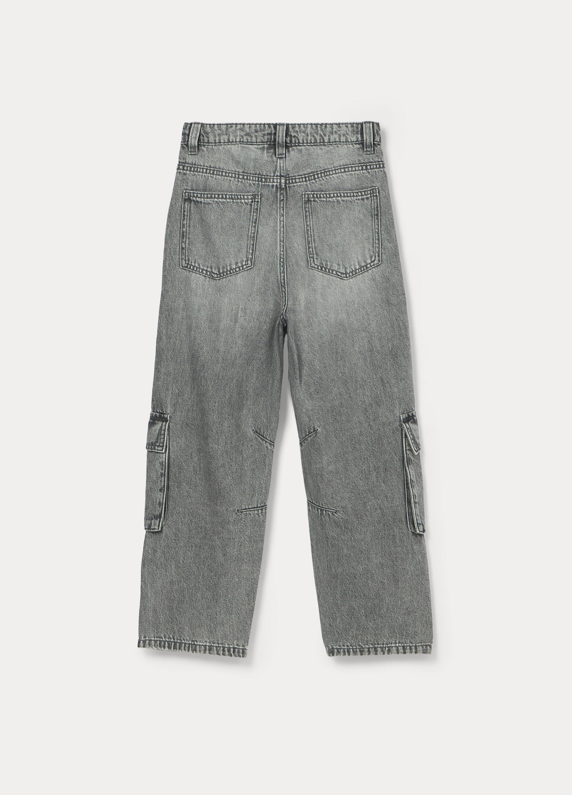 Pantaloni cargo in denim misto cotone ragazzo_1