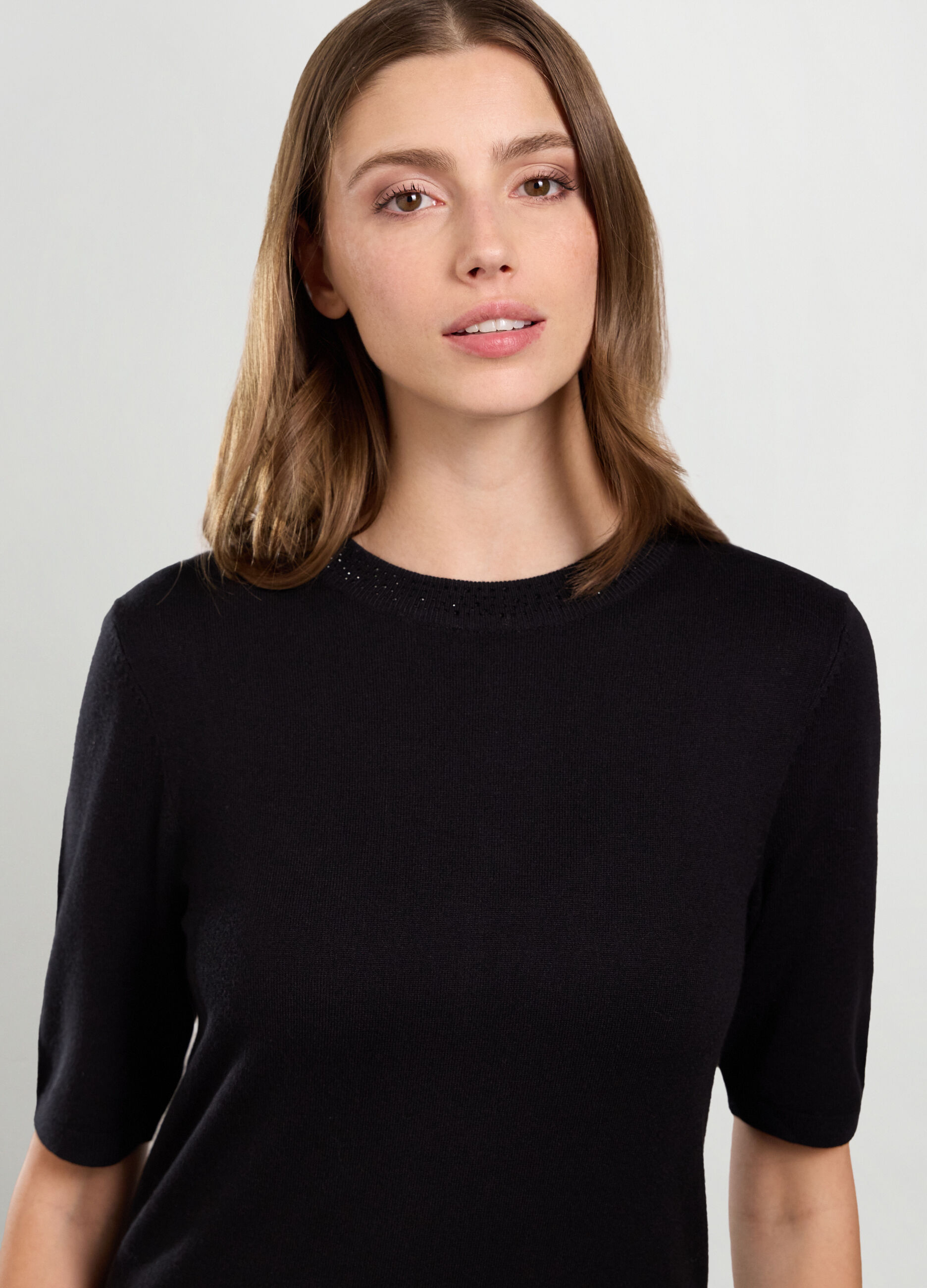 Tricot misto viscosa a maniche corte donna_2