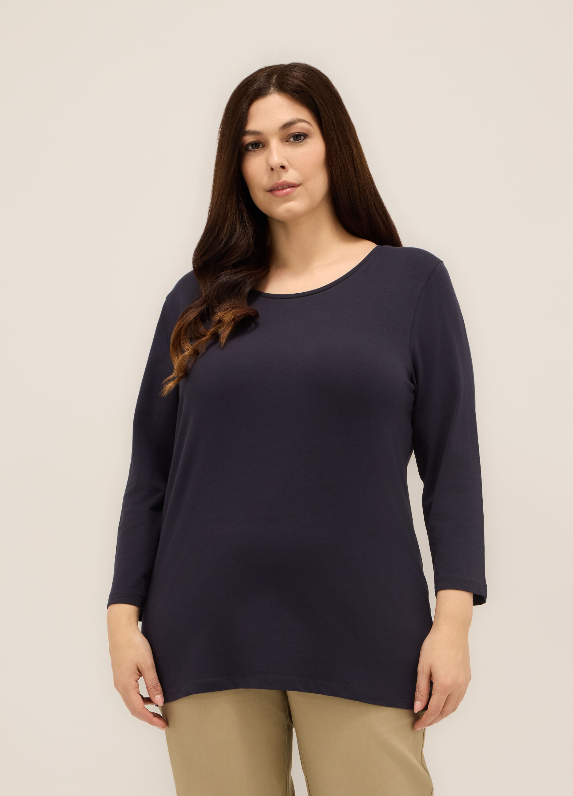 T-shirt in jersey di cotone stretch donna curvy_0