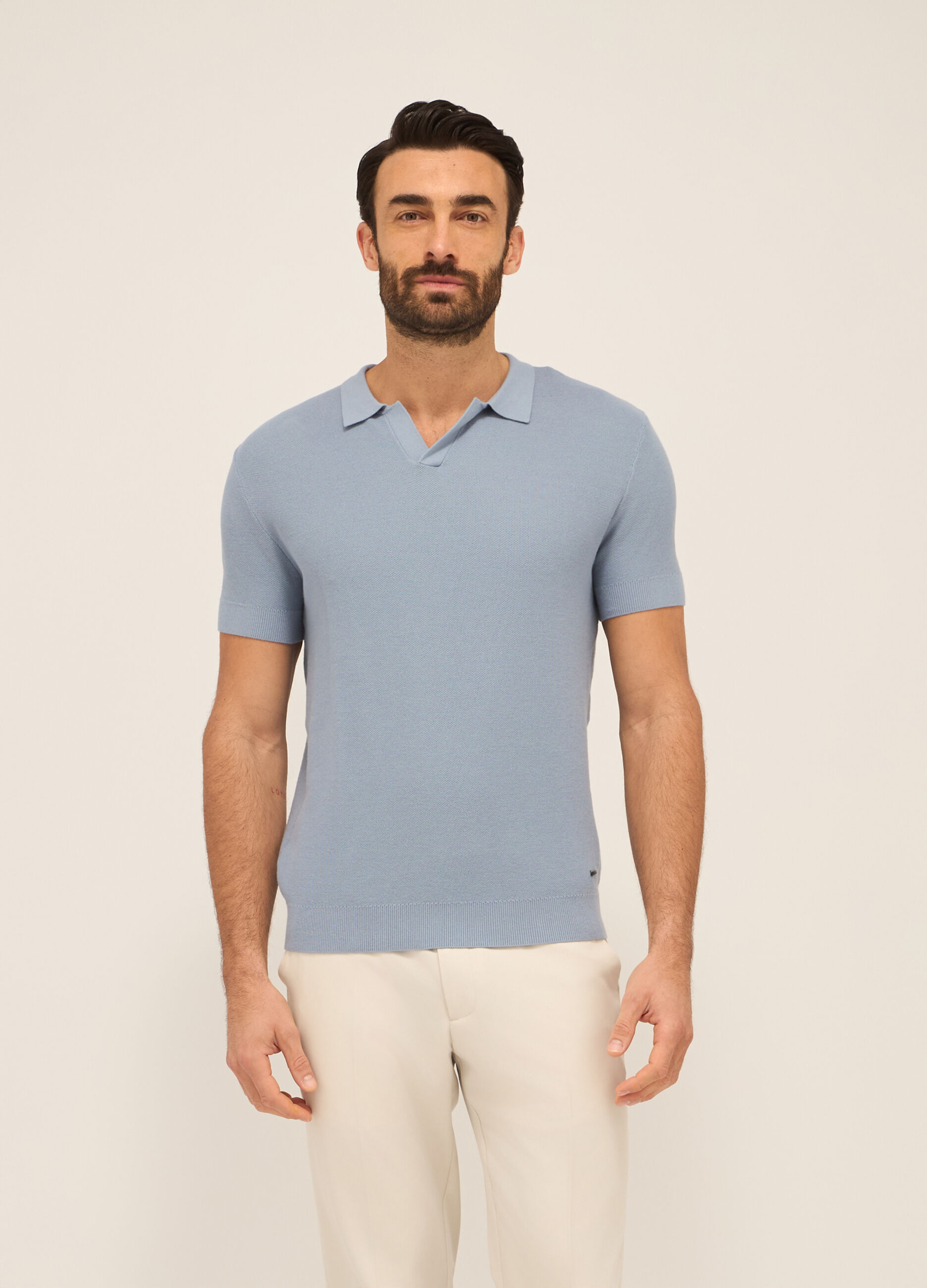 Polo in maglia di puro cotone uomo_0