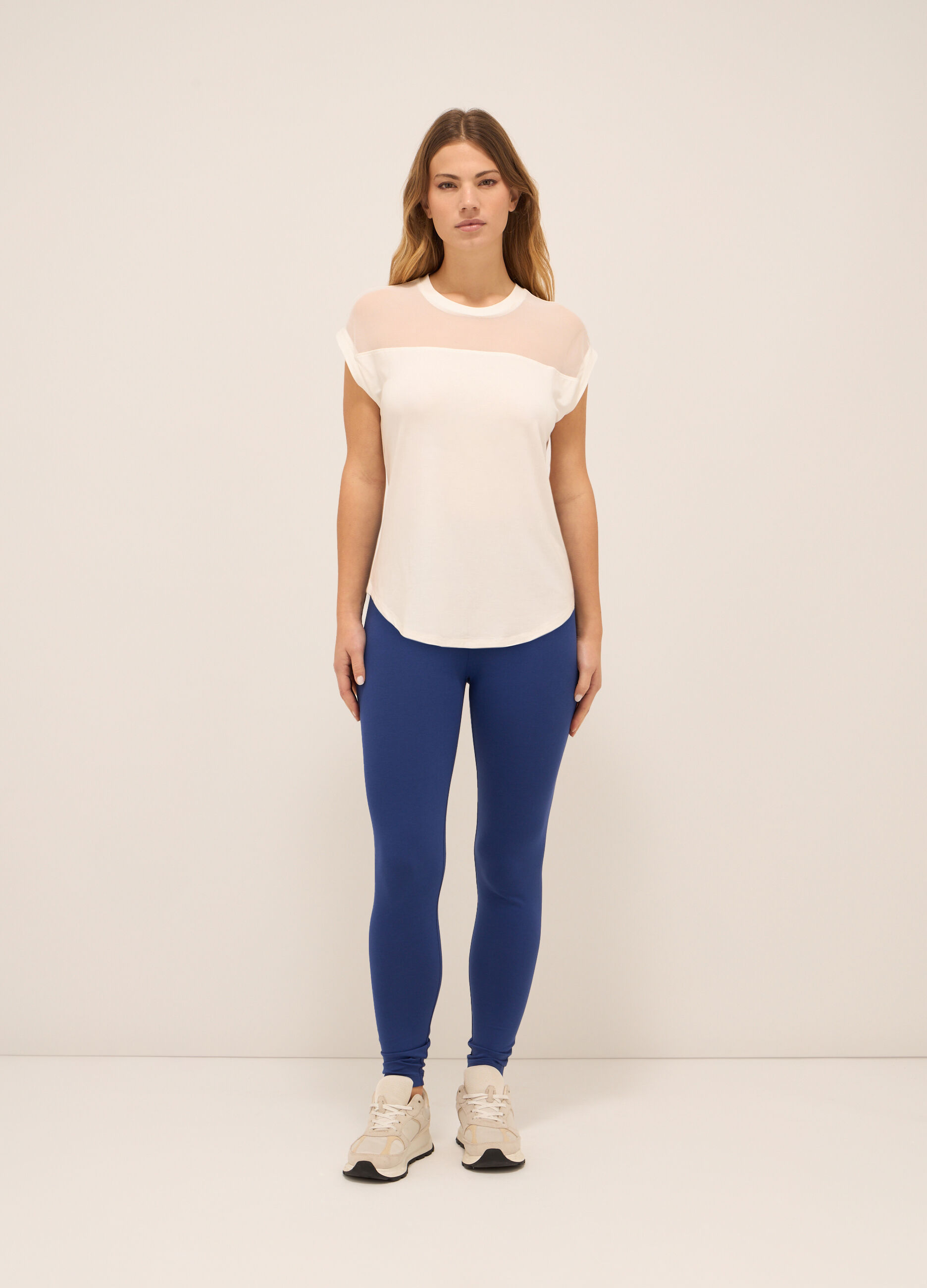 Leggings fitness in jersey di cotone stretch donna_0