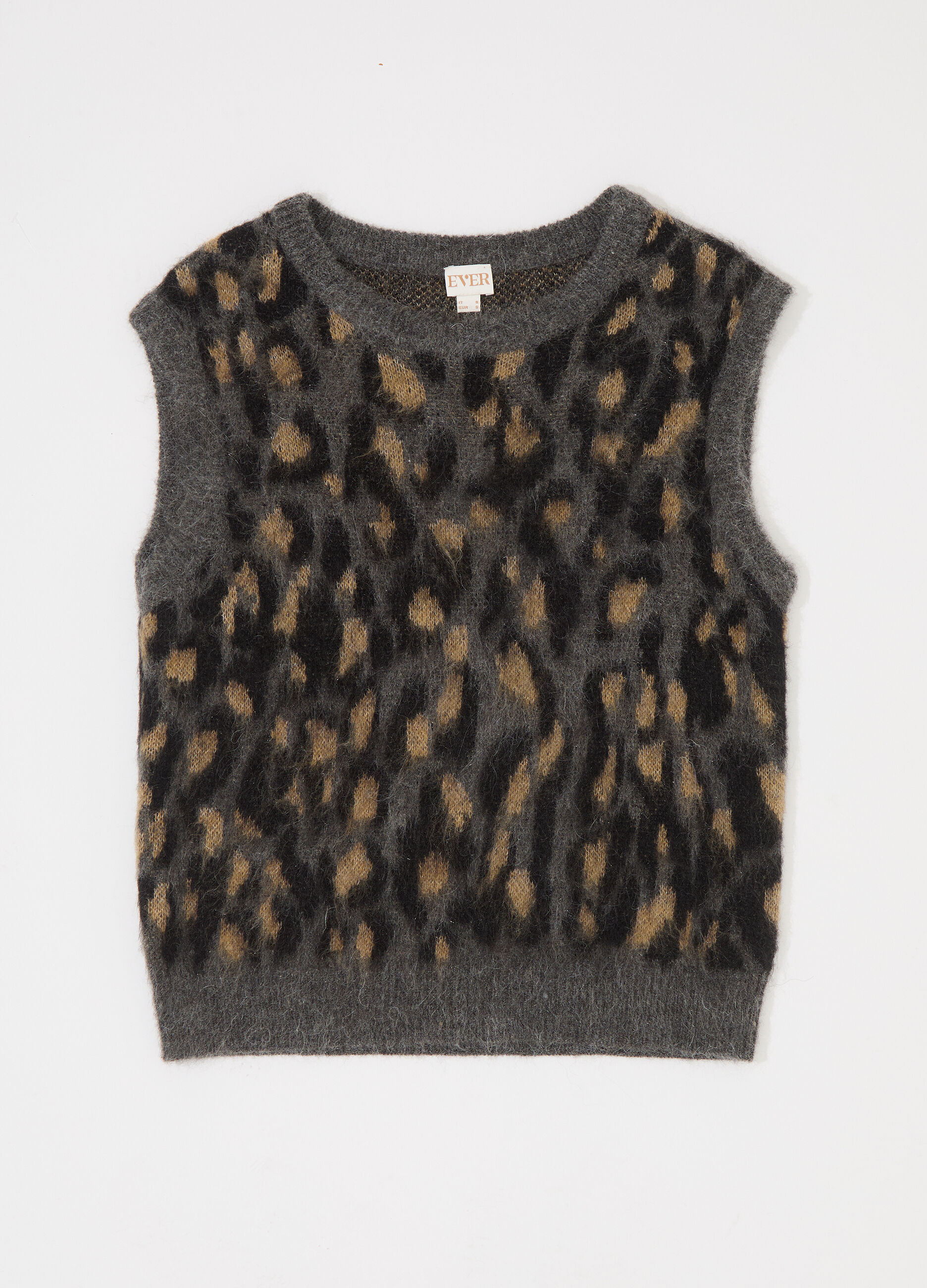 Gilet tricot in filato peloso misto mohair donna_4