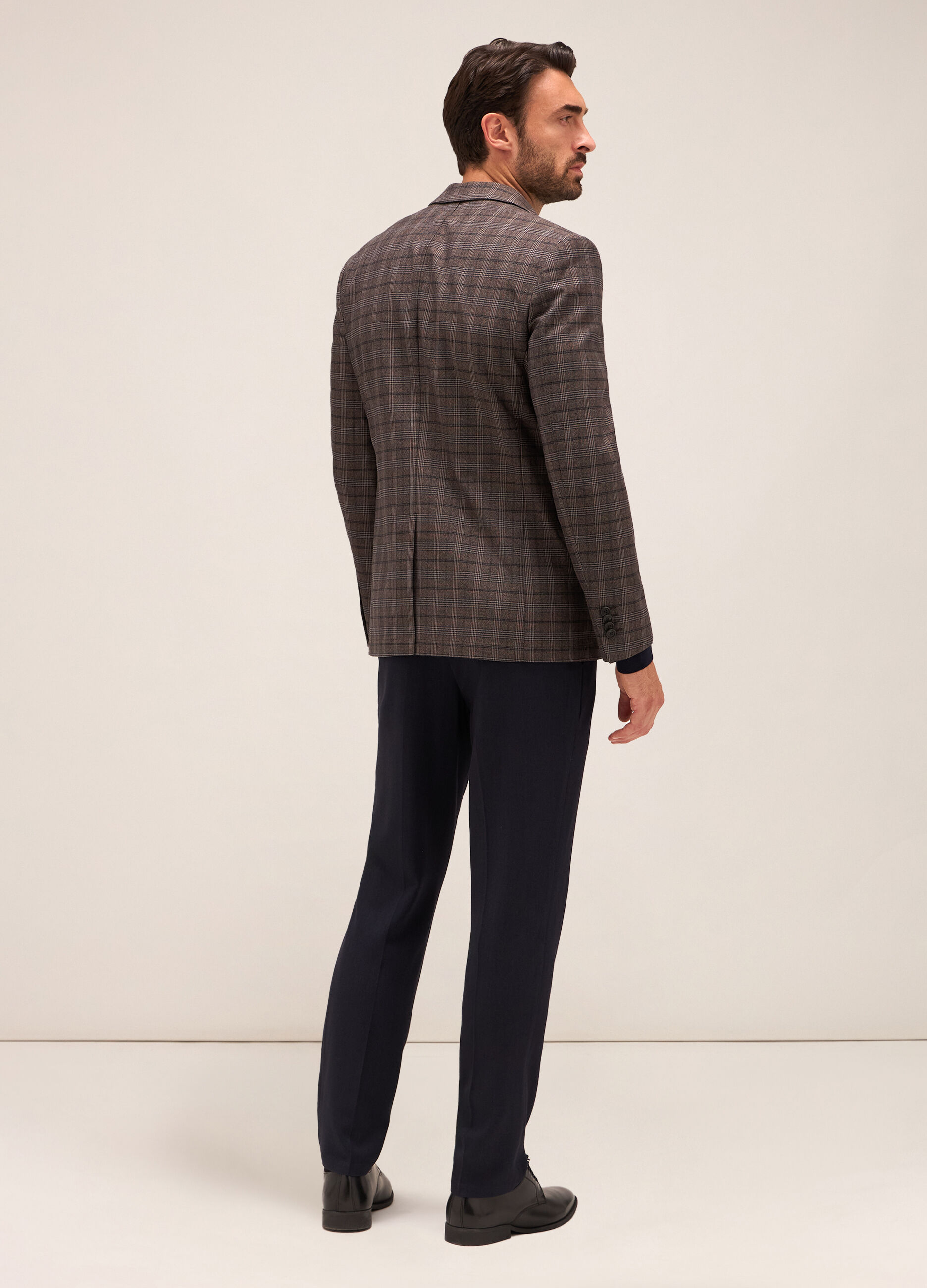 Blazer in cotone stretch a quadri uomo_1