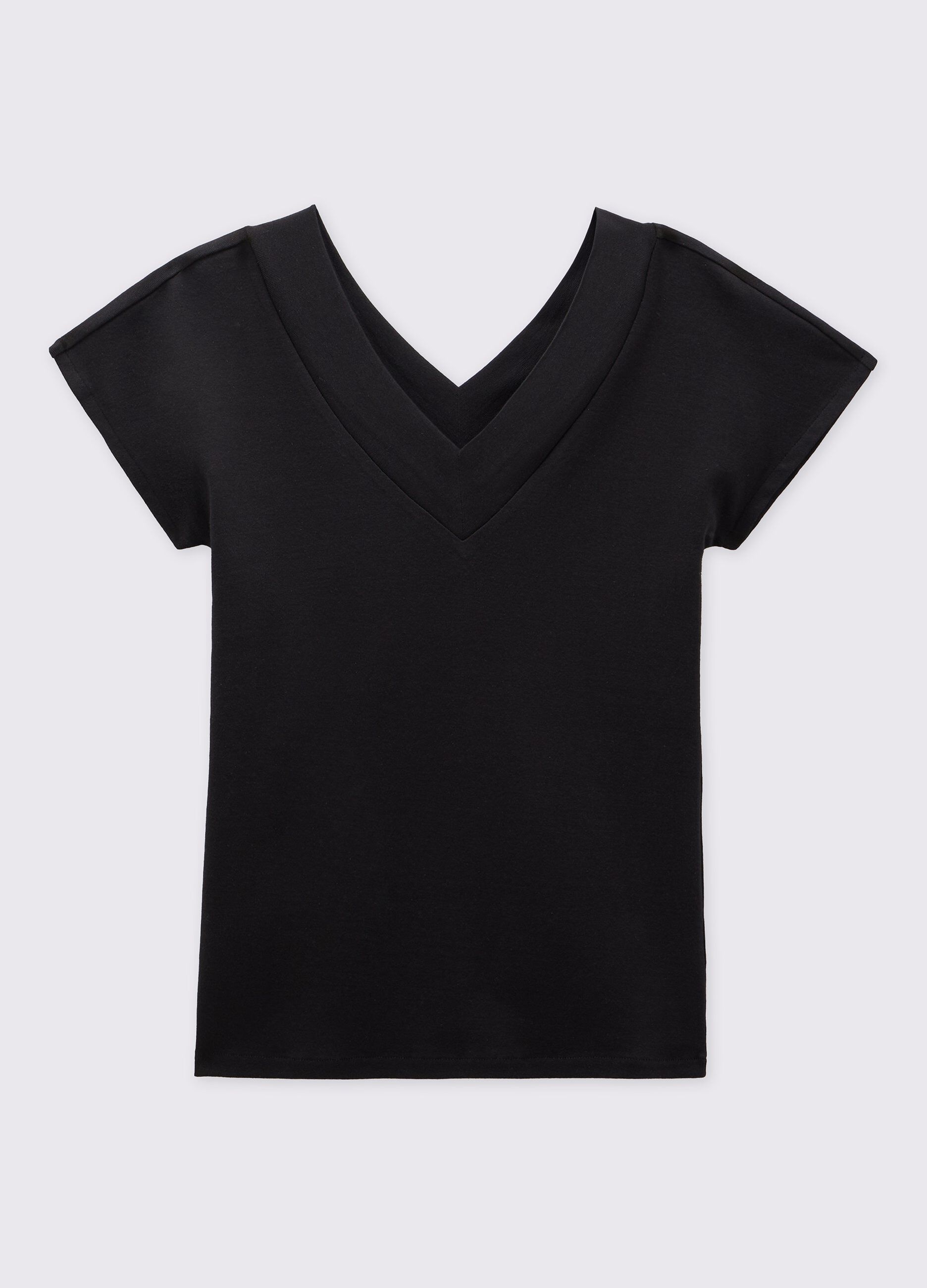 T-shirt in puro cotone con scollo a V_0