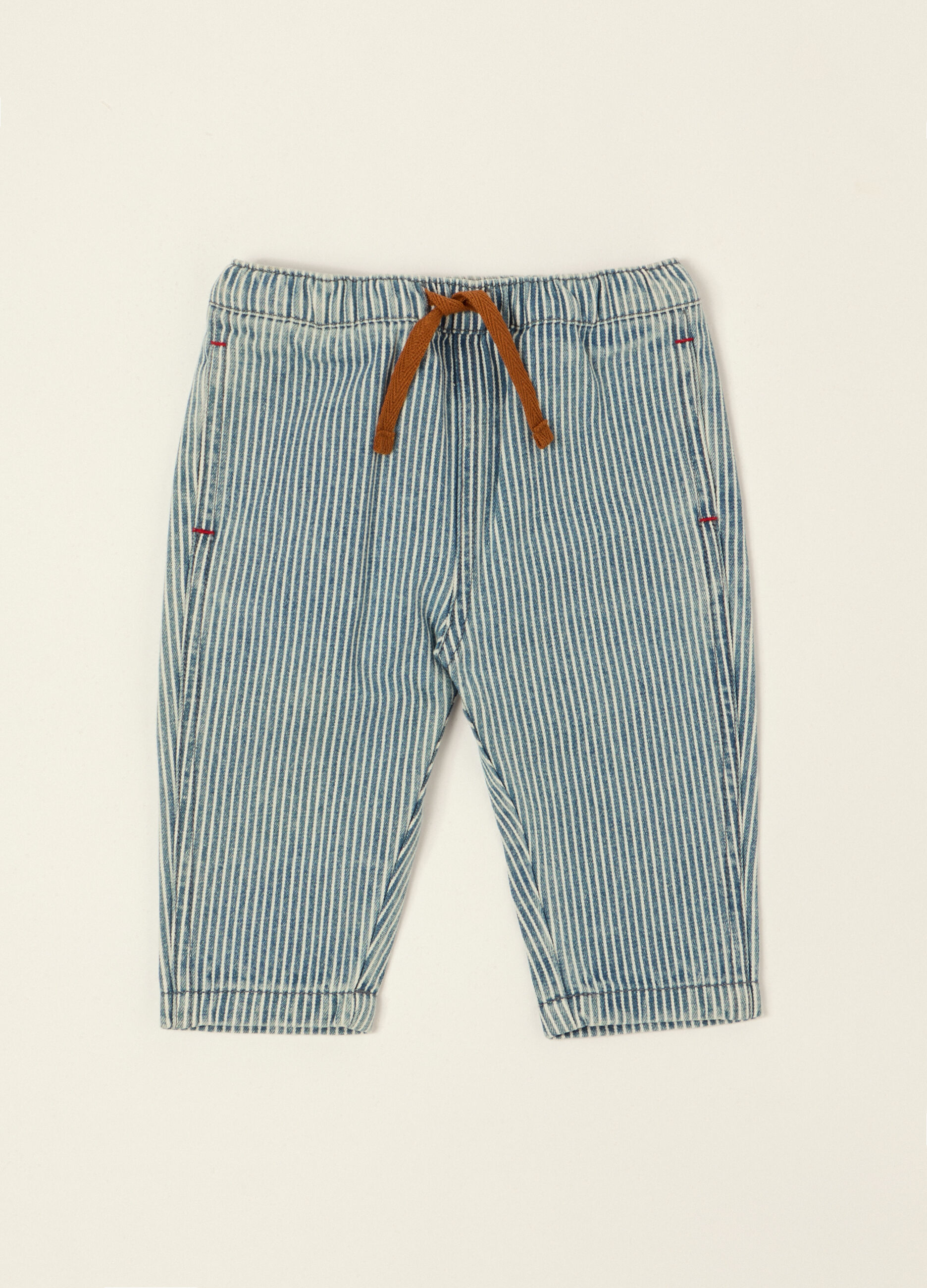 Pantaloni blu in misto cotone, viscosa e lyocell_0