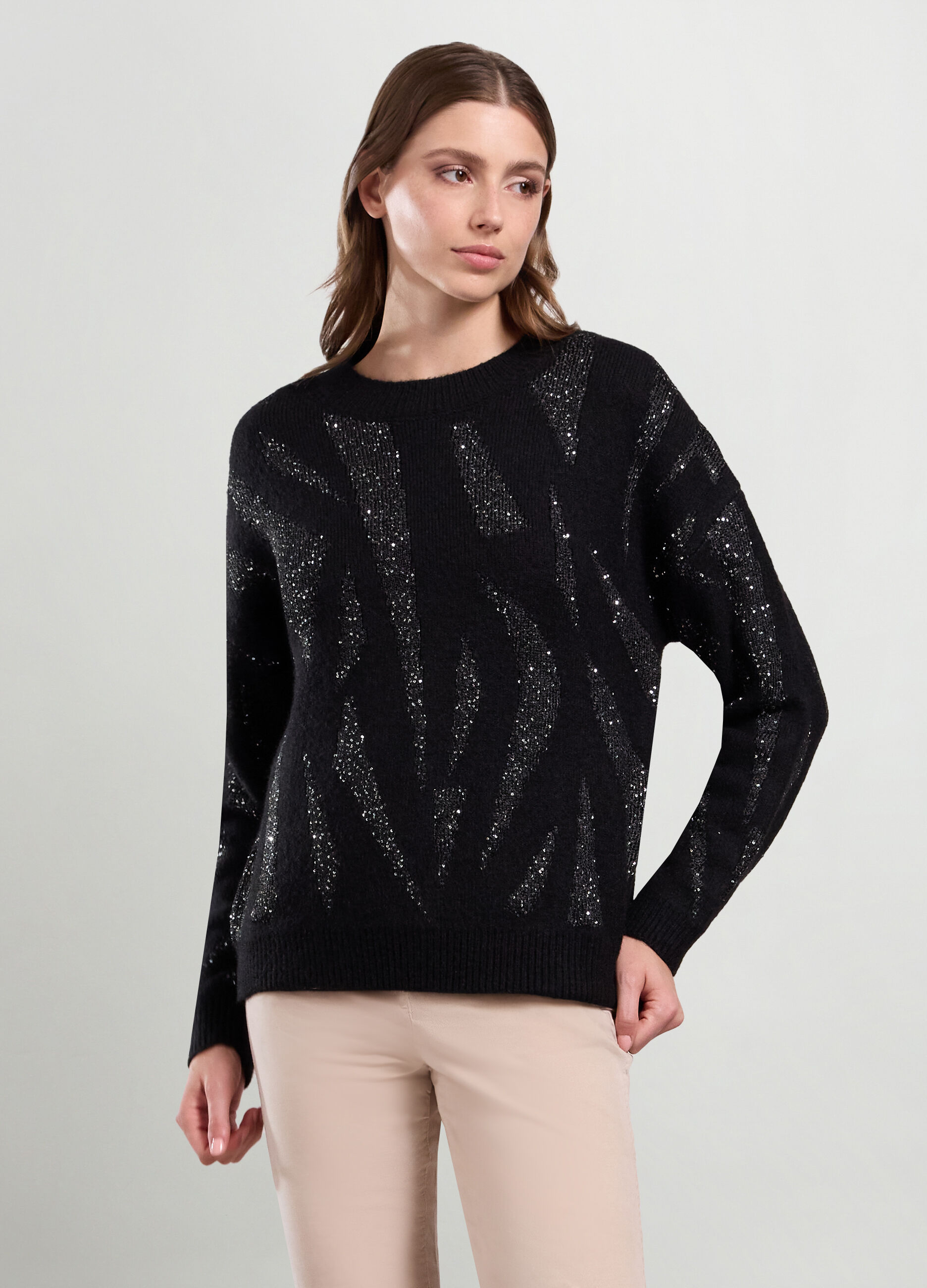 Tricot misto lana con paillettes donna_0