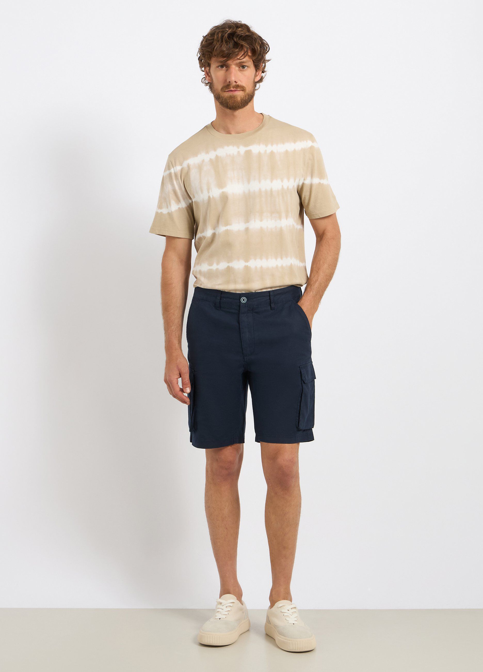 Bermuda cargo in misto lino uomo_0