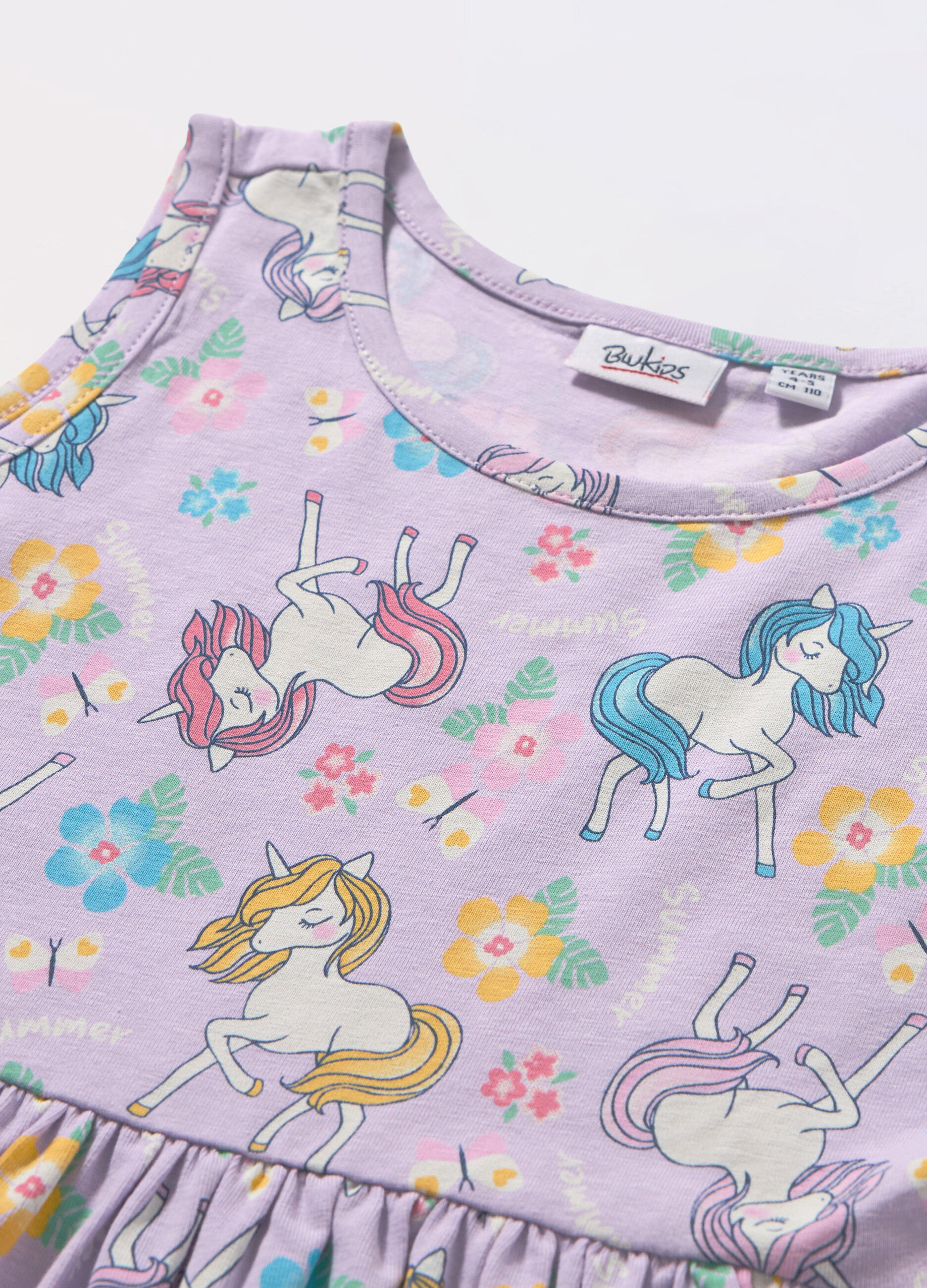 Vestito smanicato in jersey di cotone stretch bambina