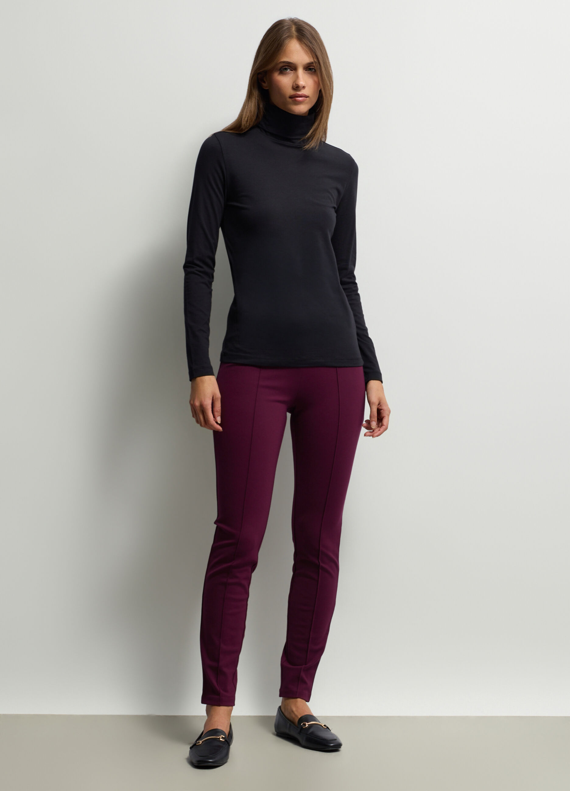 Leggings Fit Slim in Punto Milano misto viscosa stretch donna_0