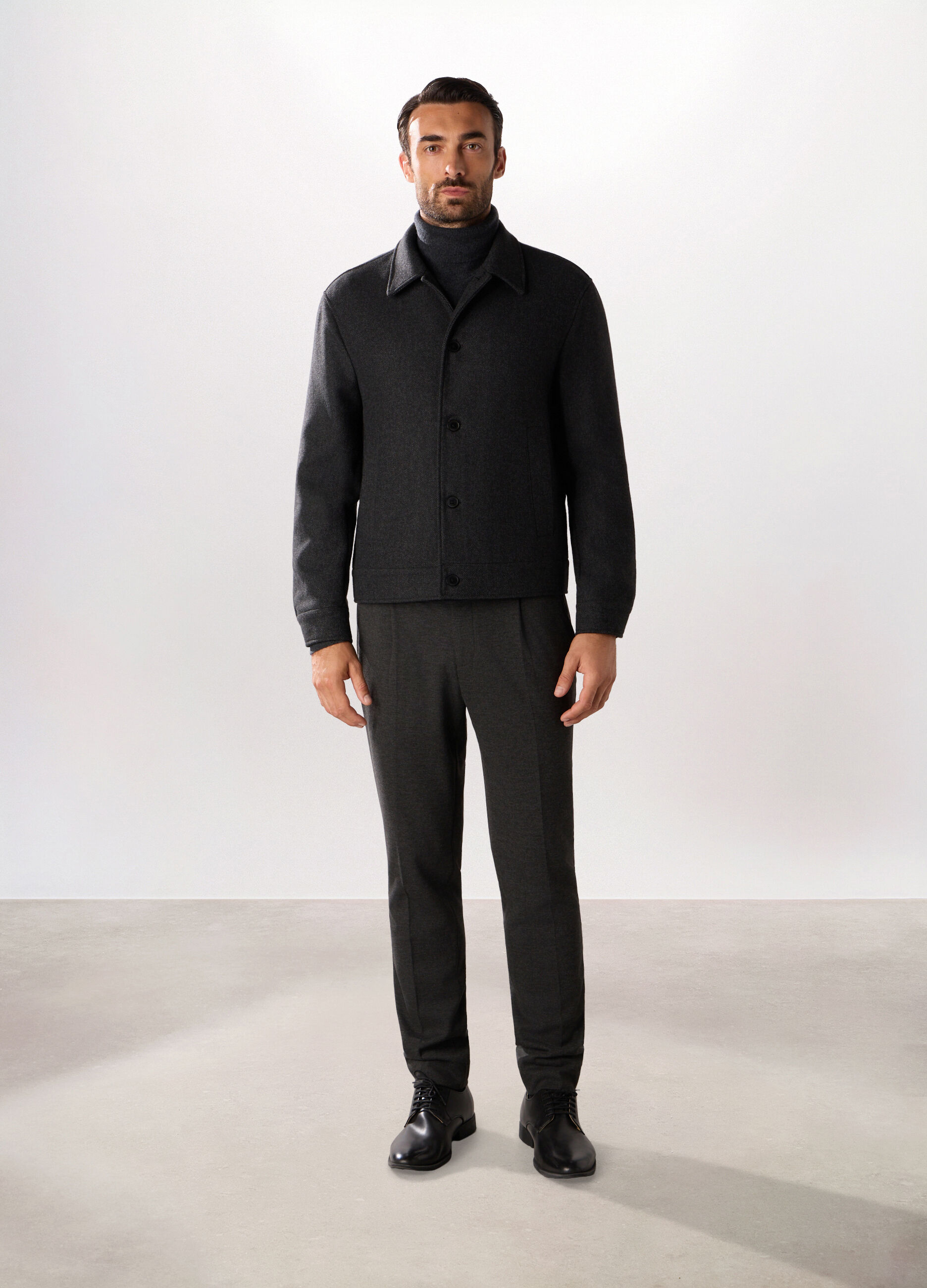 Giacca in twill misto lana uomo_0