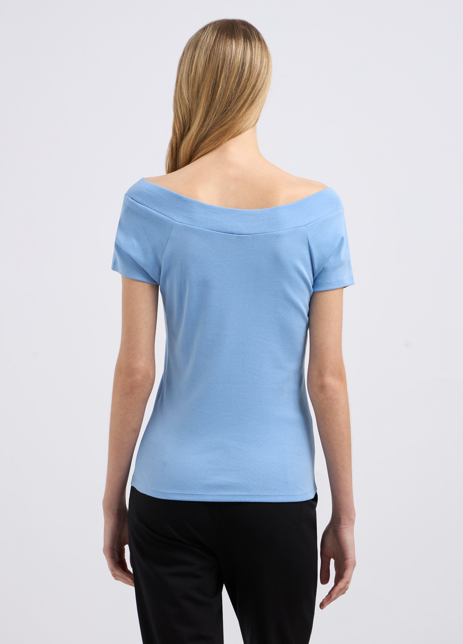T-shirt in puro cotone con scollo a barchetta donna_1