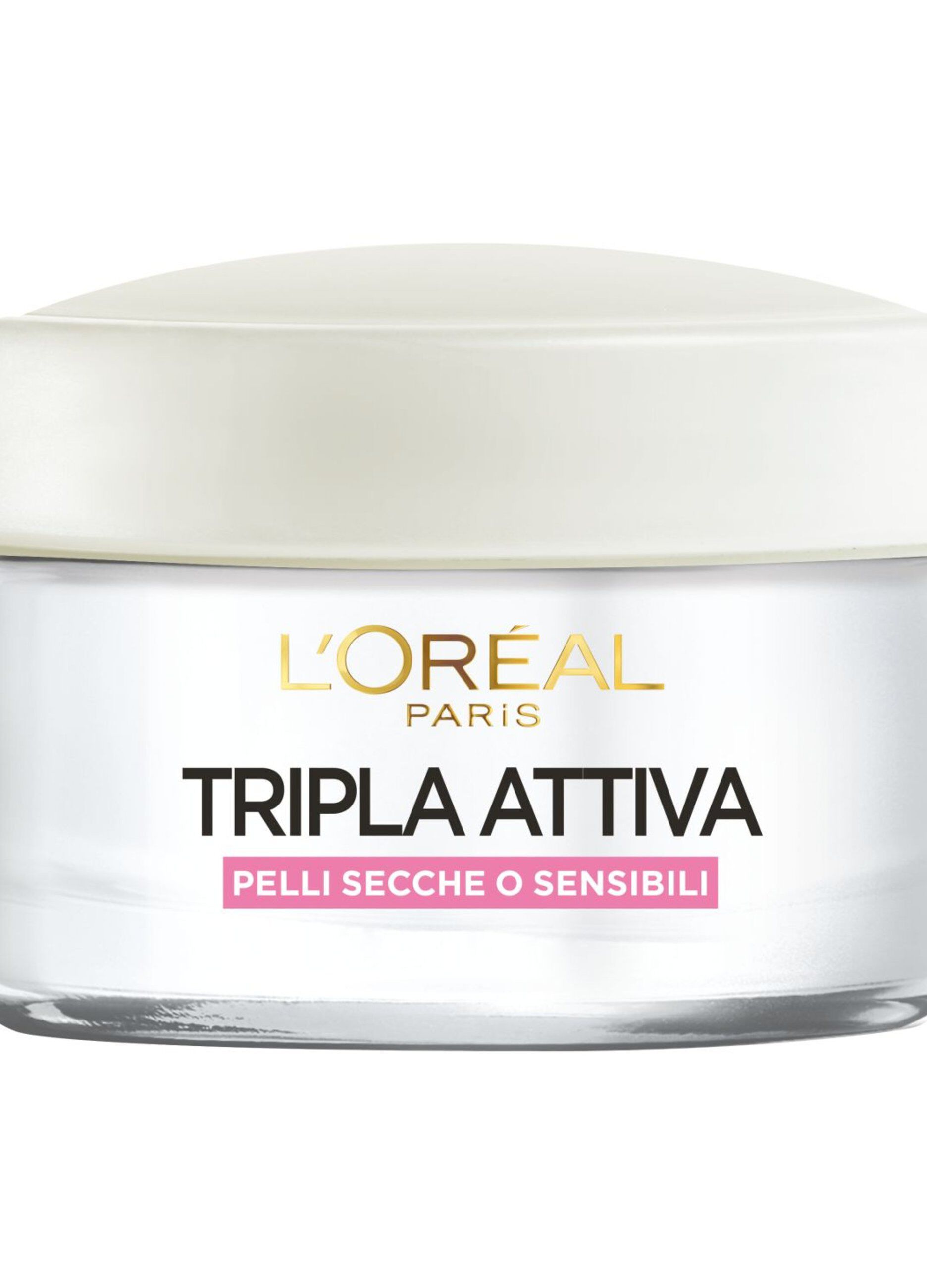 L'Oréal Paris Crema Idratante Viso Tripla Attiva, Idrata, Protegge e Lenisce la Pelle, per Pelli Secche e Sensibili, 50 ml.