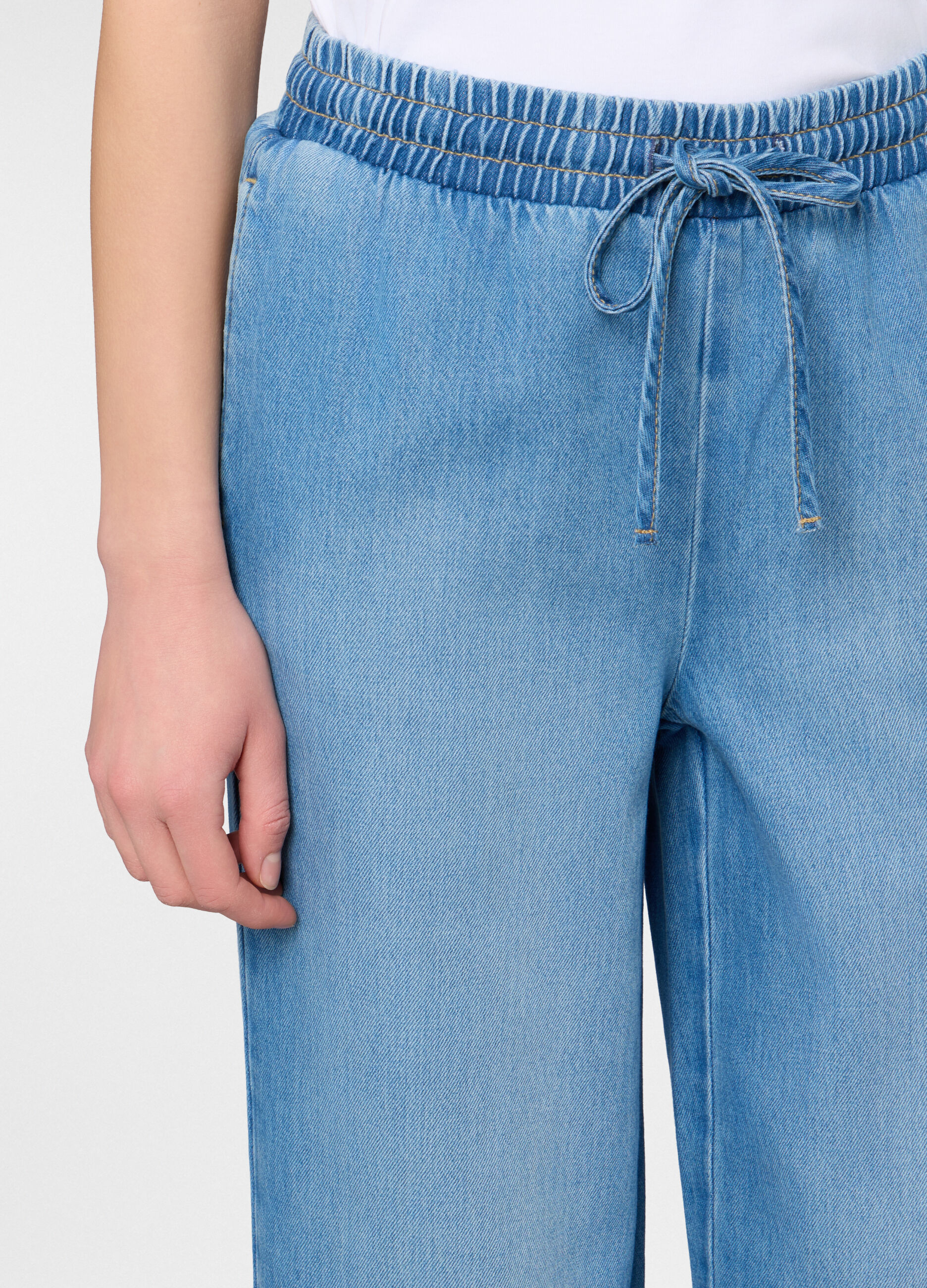 Jogger fit Straight in misto Lyocell con vita elasticata donna_3