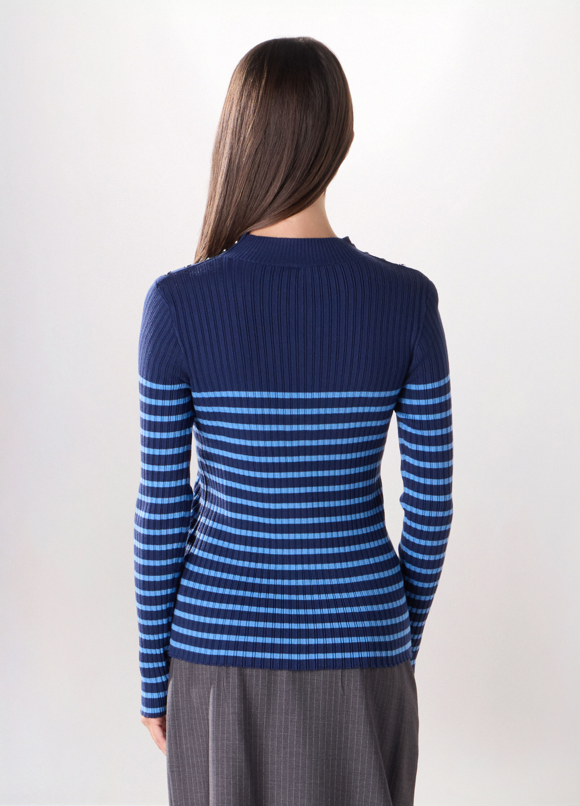 T-shirt in costina misto viscosa donna_1