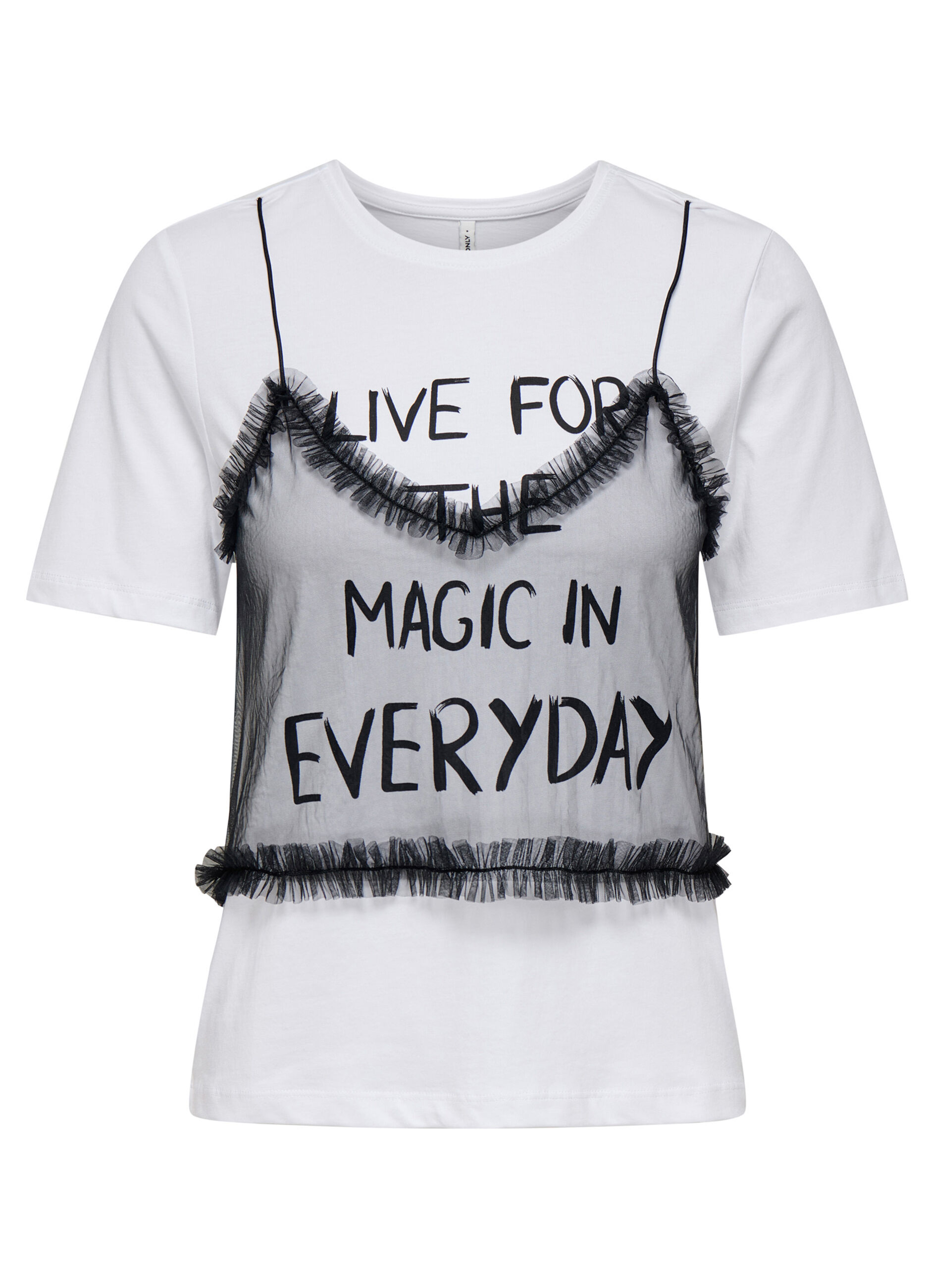 T-shirt con inserto in tulle donna_0