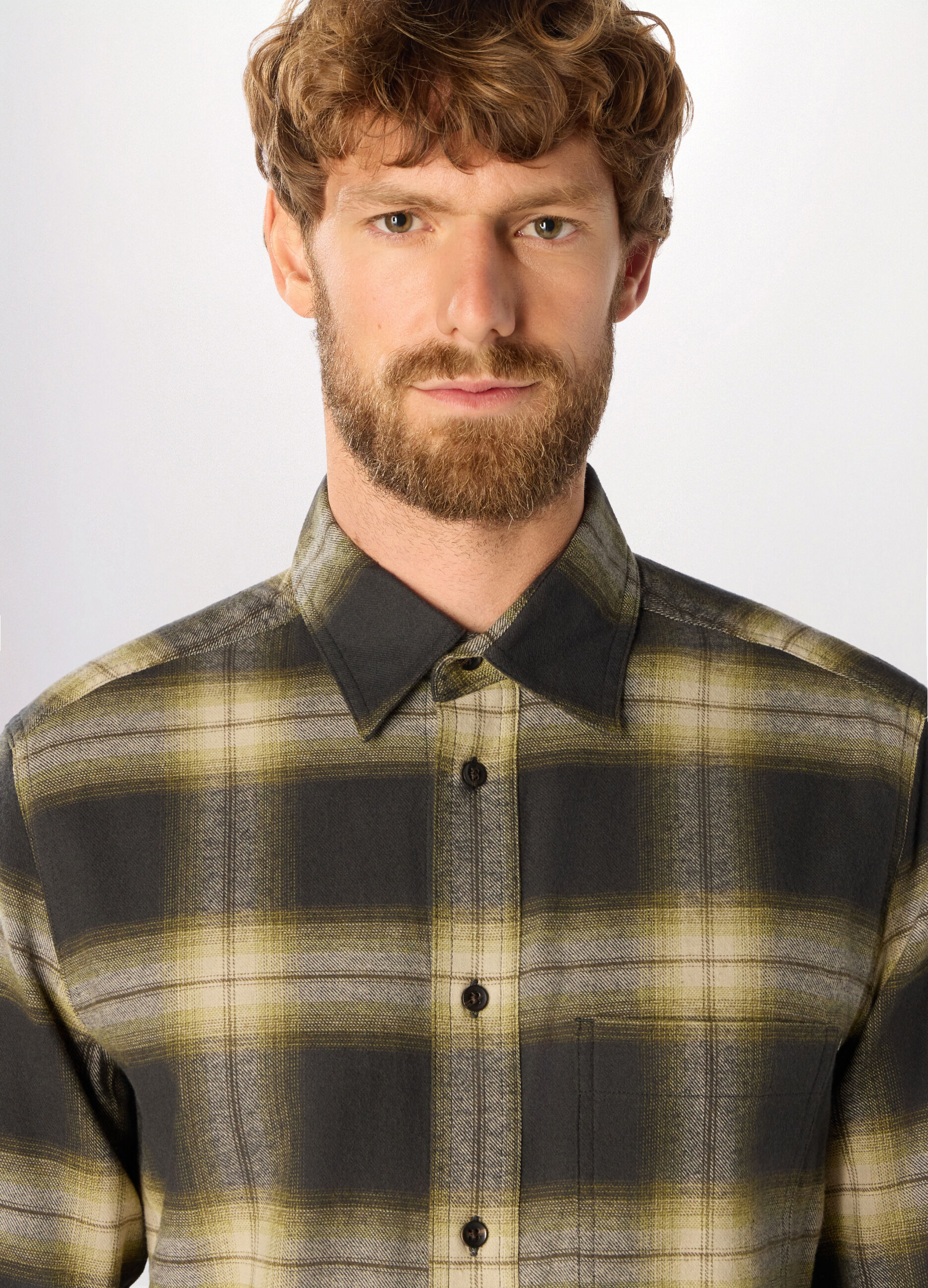 Camicia slim fit in flanella di cotone uomo_2